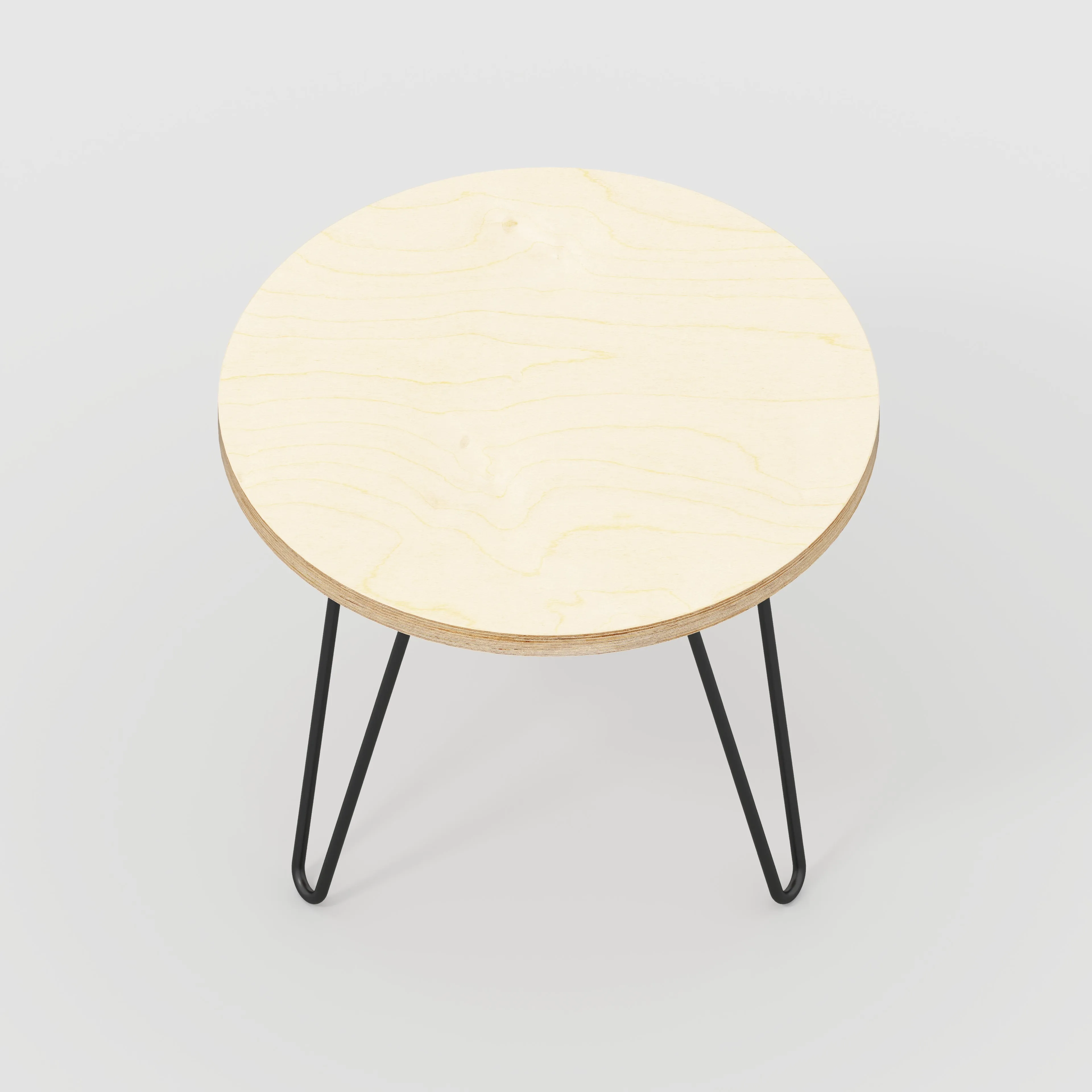 Custom Plywood Round Side Table with Hairpin Legs