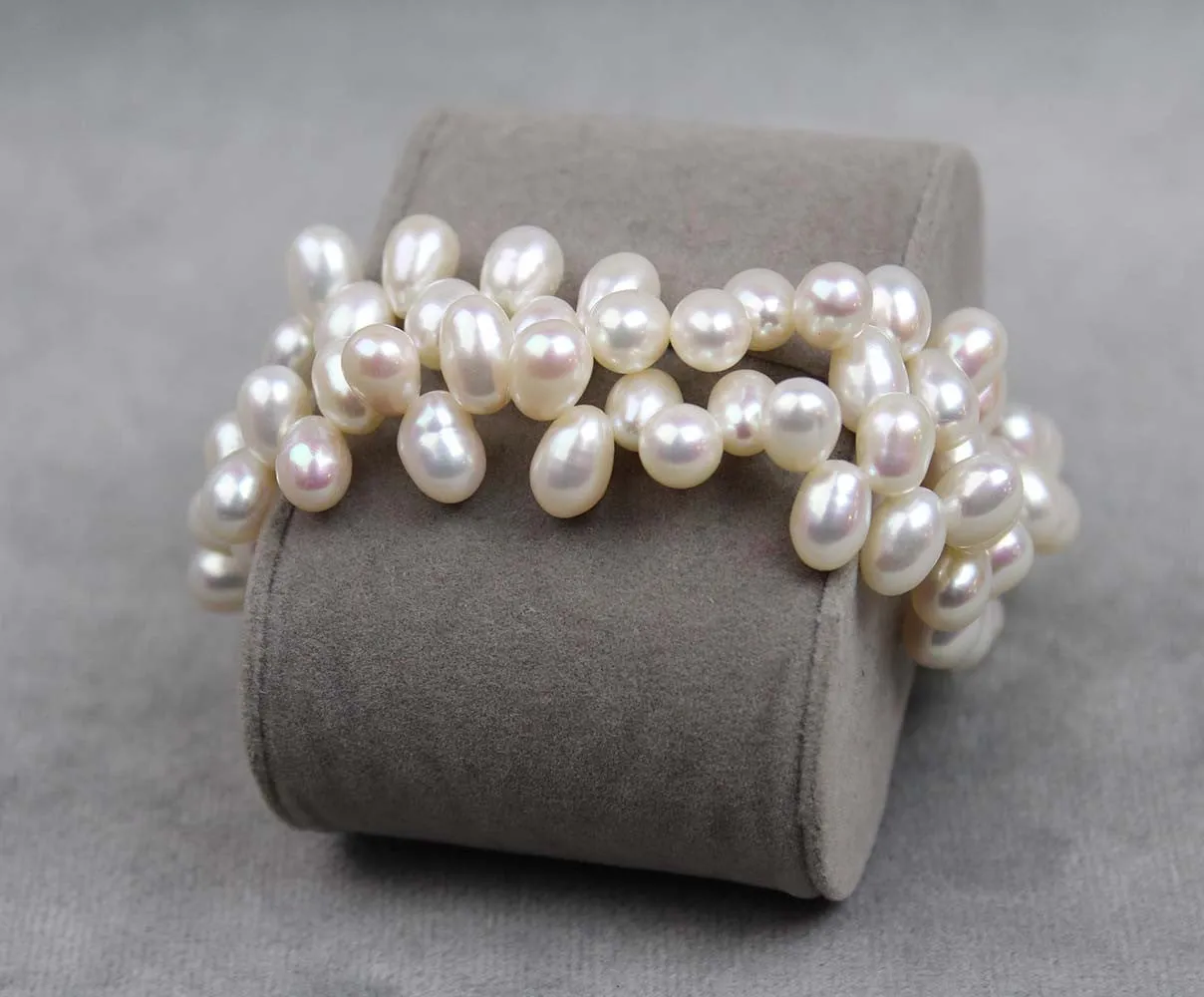 Dancing Pearl "Tango" Double Strand Bracelet | 6x8mm head drill Freshwater Cultured