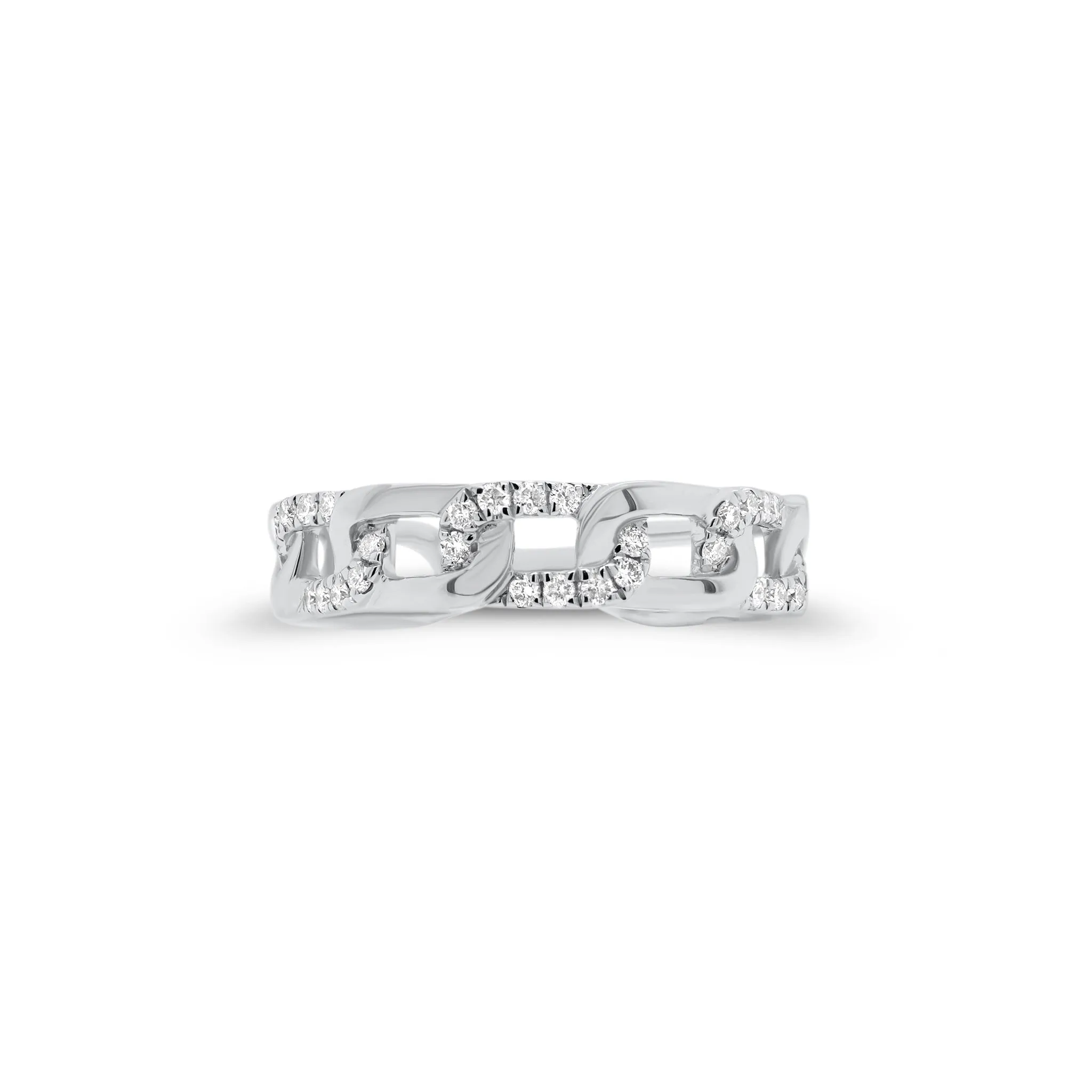 Diamond Modern Curb Chain Stackable Ring