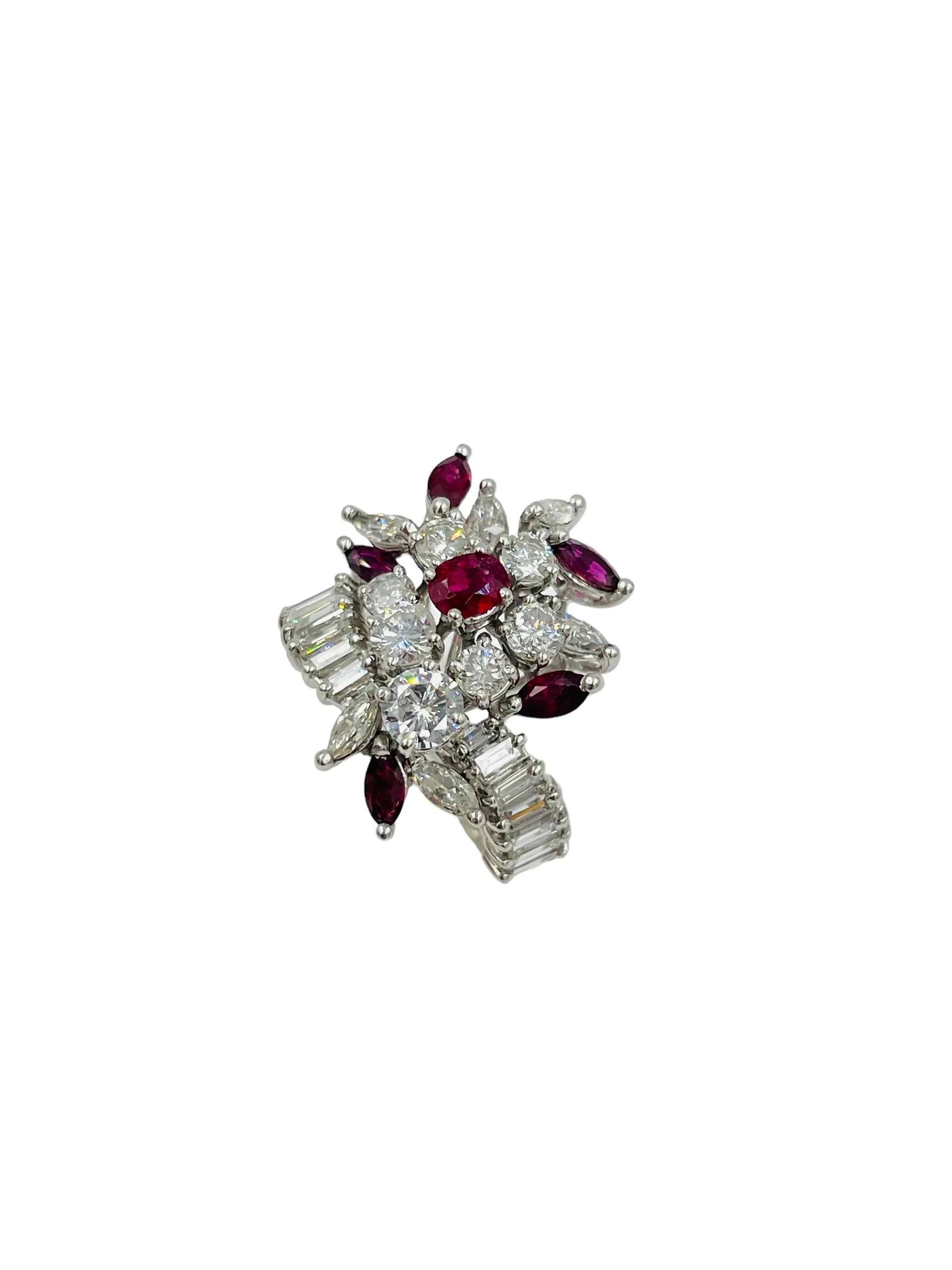 Diamond Ruby Platinum Cocktail Ring