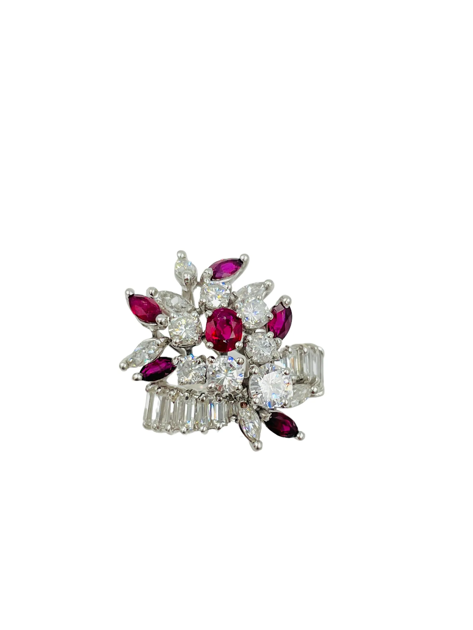 Diamond Ruby Platinum Cocktail Ring