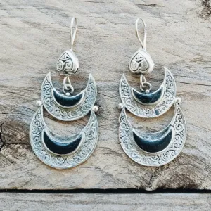 Double Crescent Kuchi Tribal Earrings