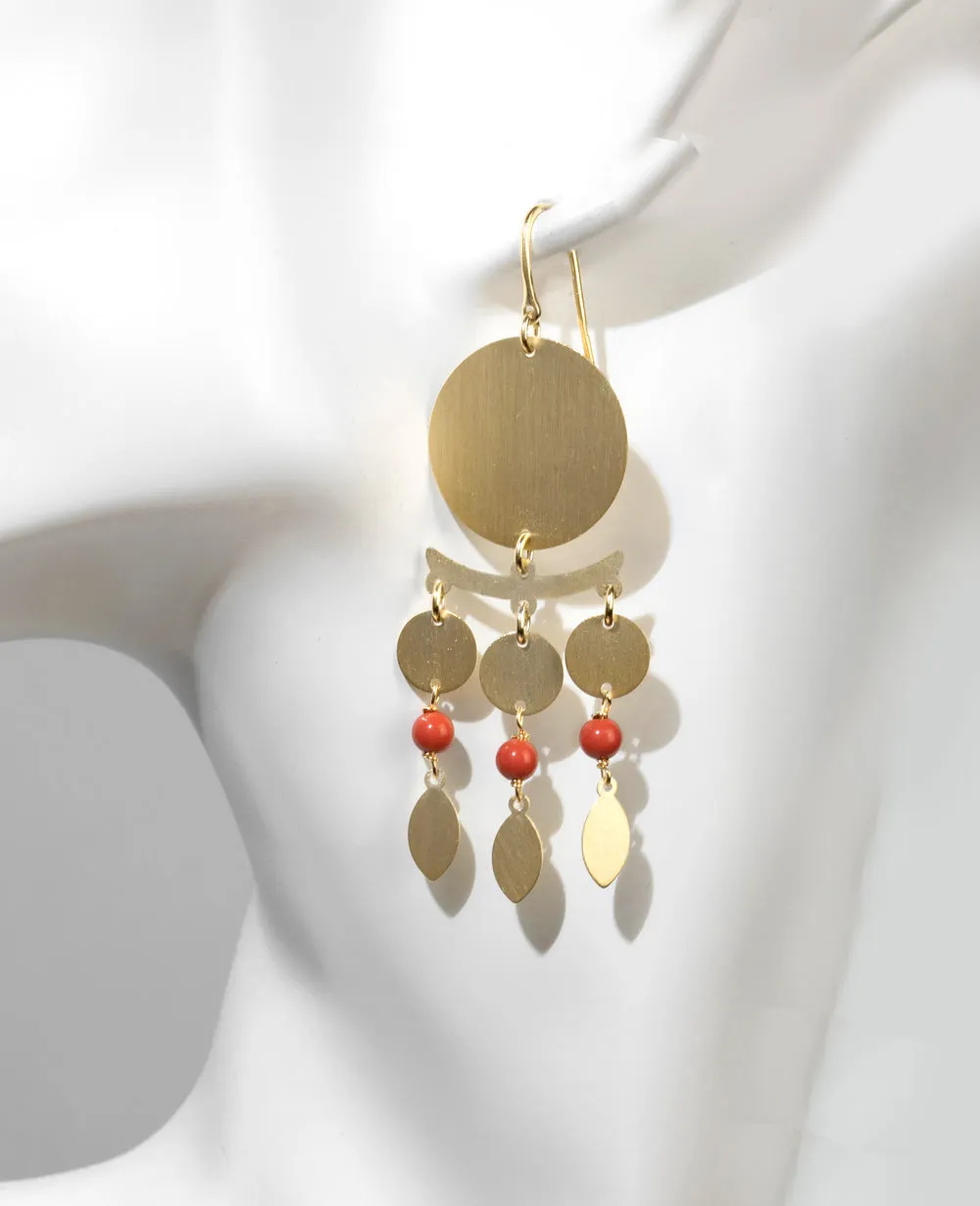 EARRINGS "HEMERA" CORAL/GOLD