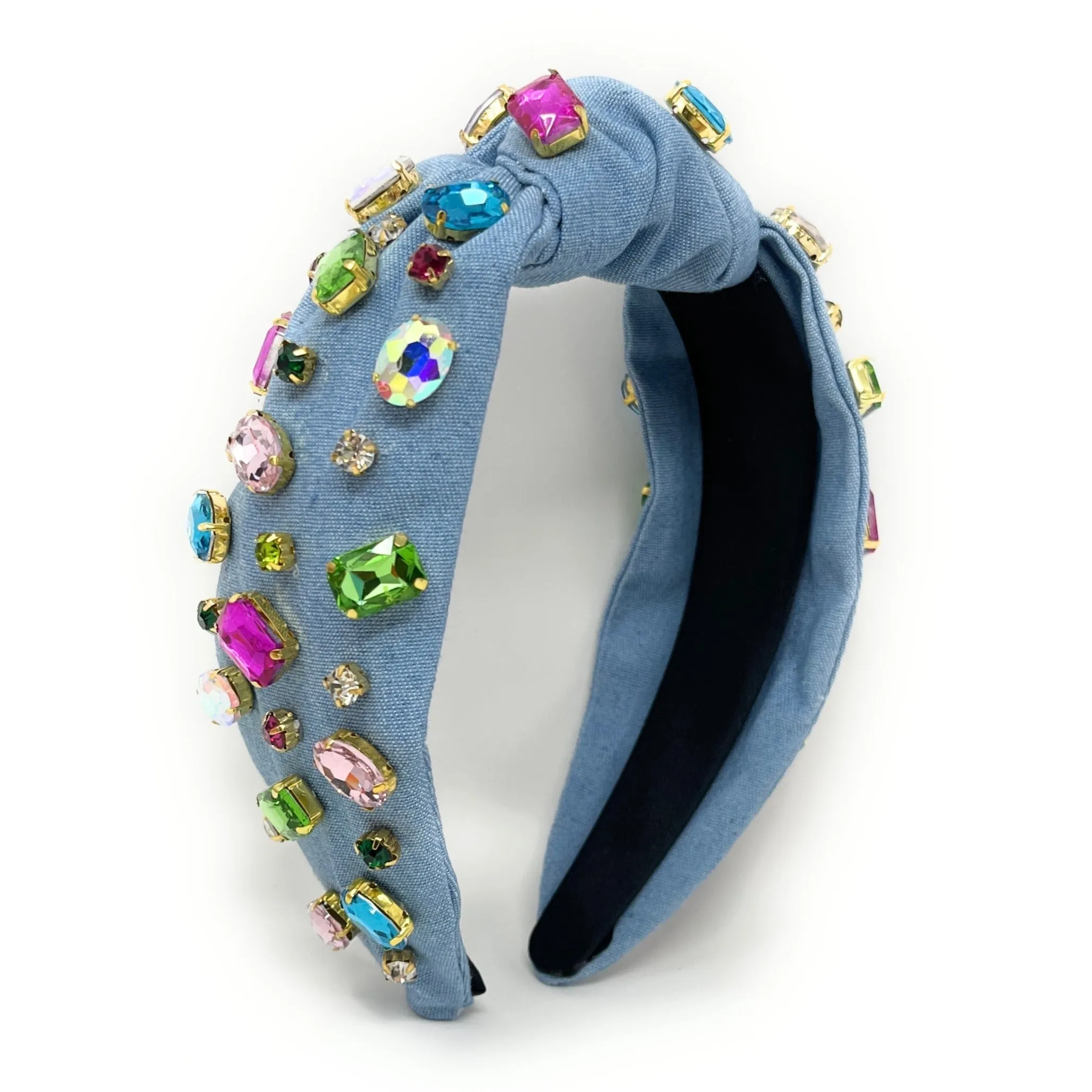 Eden Denim Jeweled Knot Headband