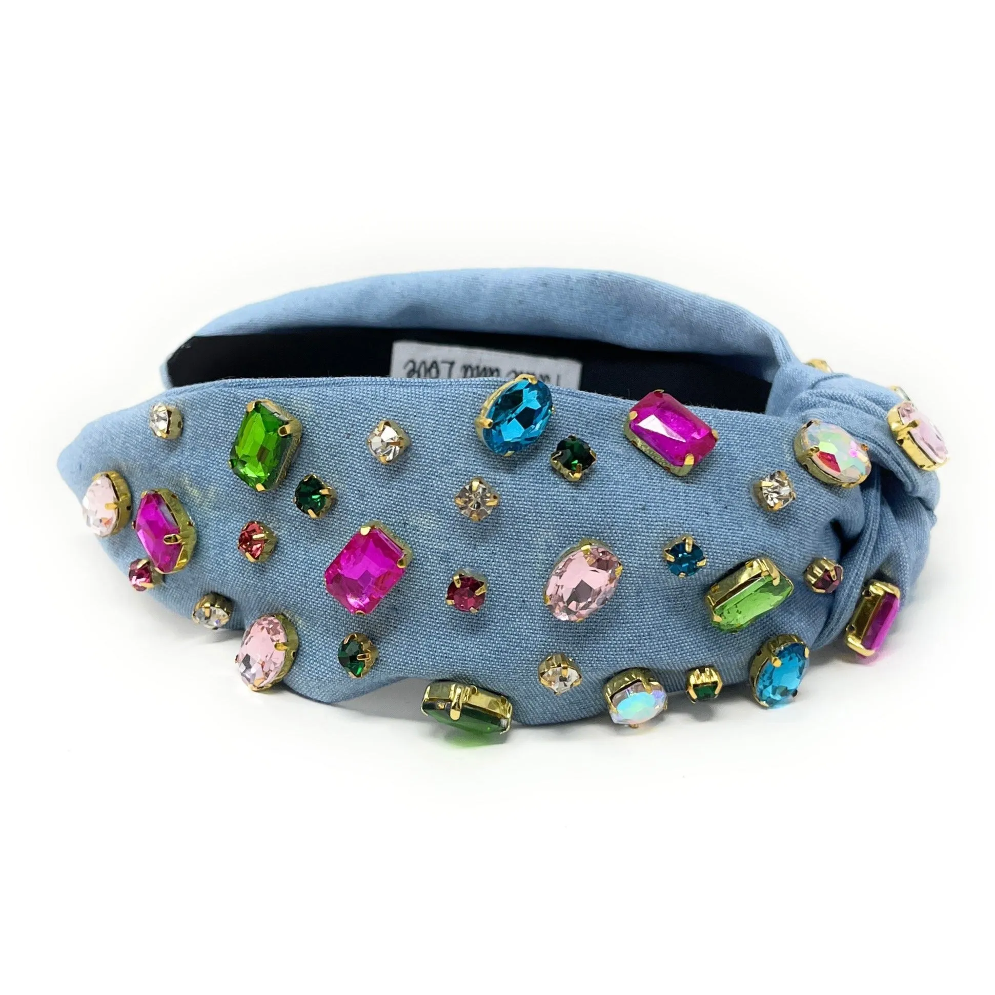 Eden Denim Jeweled Knot Headband