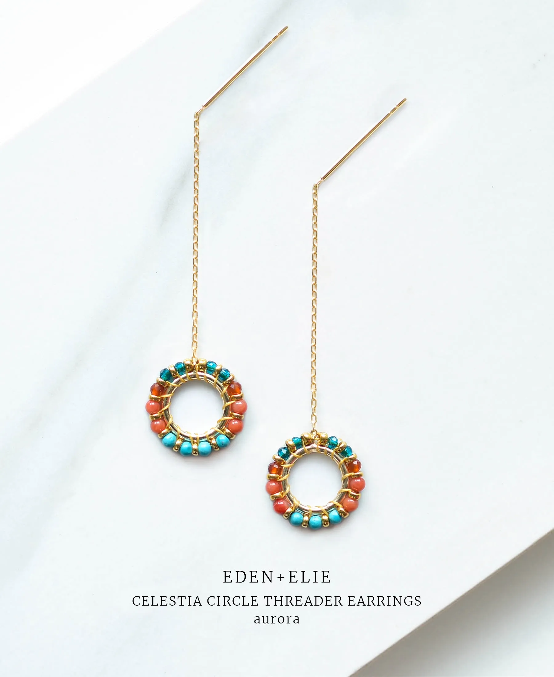 EDEN   ELIE Celestia Circle Threader Earrings - Aurora