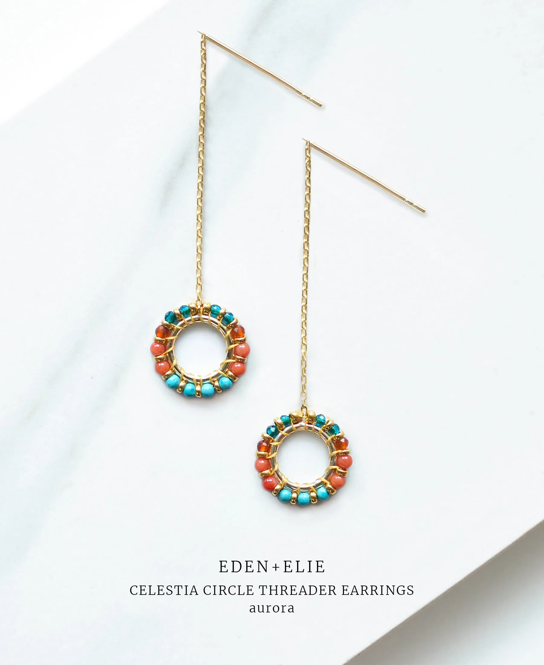 EDEN   ELIE Celestia Circle Threader Earrings - Aurora