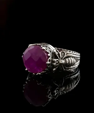 Elegant Ruby Corundum Filigree Art Women's Cocktail Ring - A Gift of Timeless Beauty