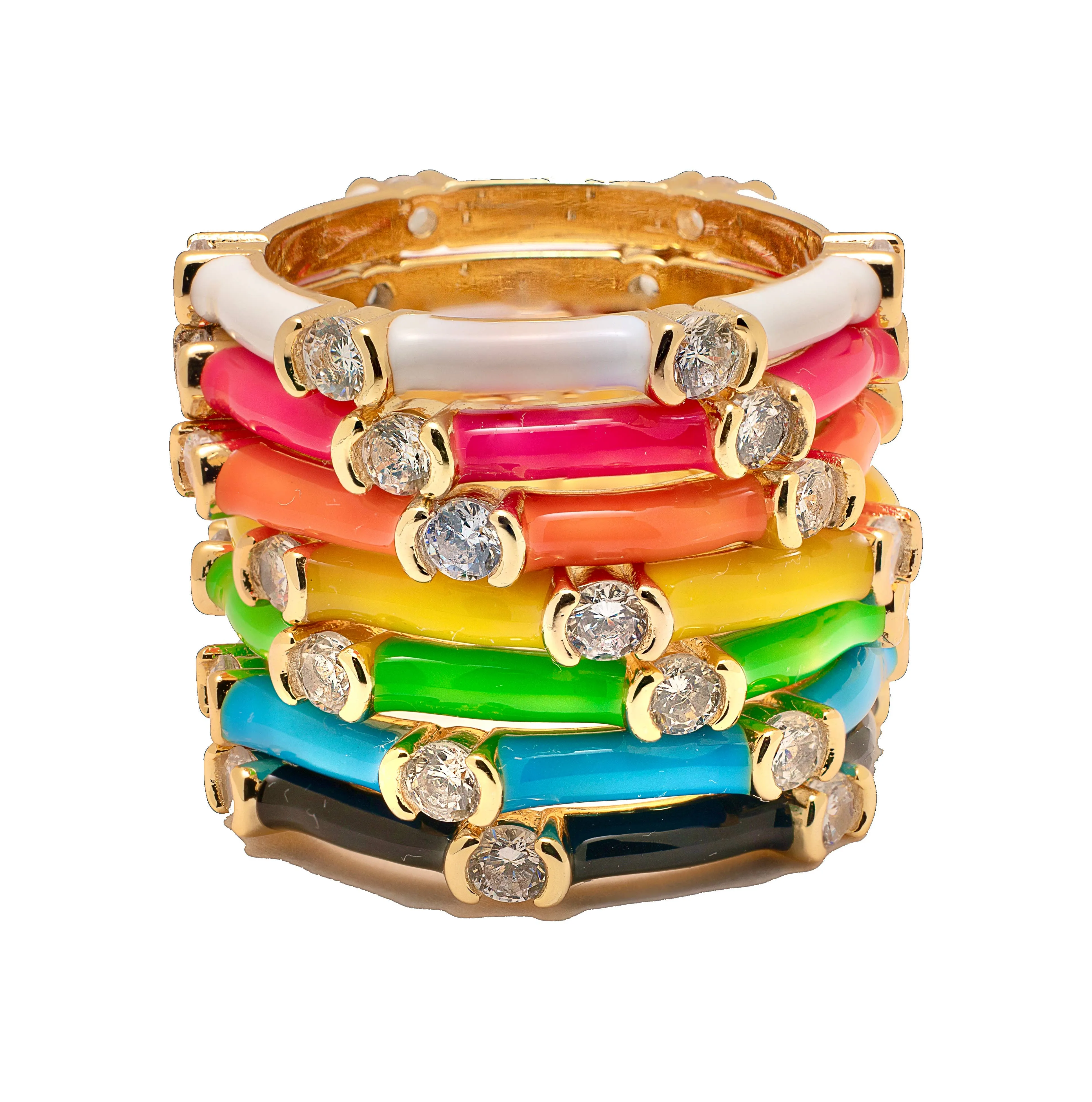 Enamel Stackable Rings - Green