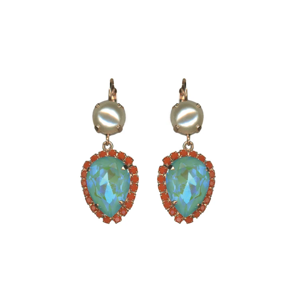 Extra Luxurious Pear Halo Leverback Earrings in "Mystical Dusk" *Custom*