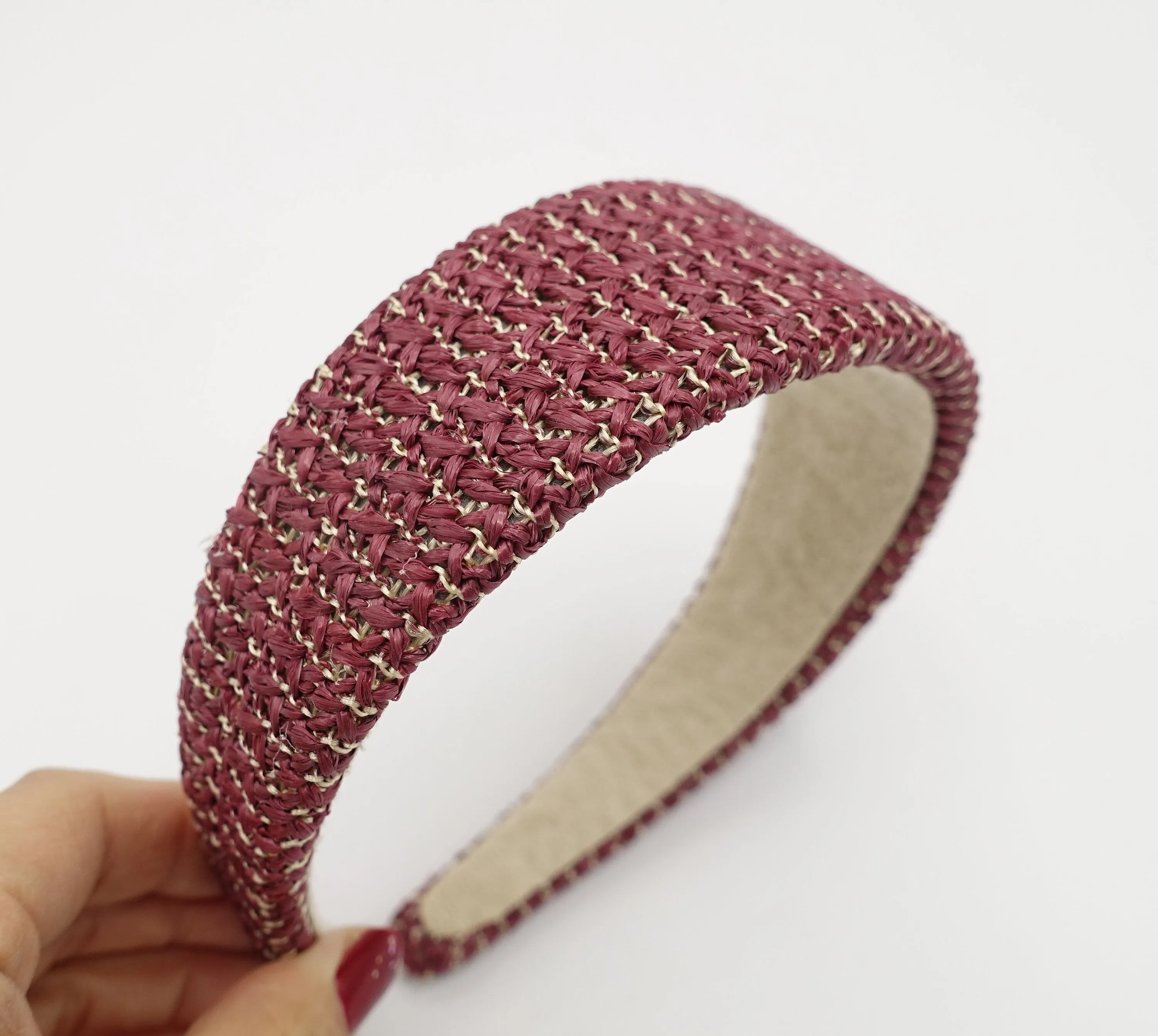 faux straw threaded flat headband