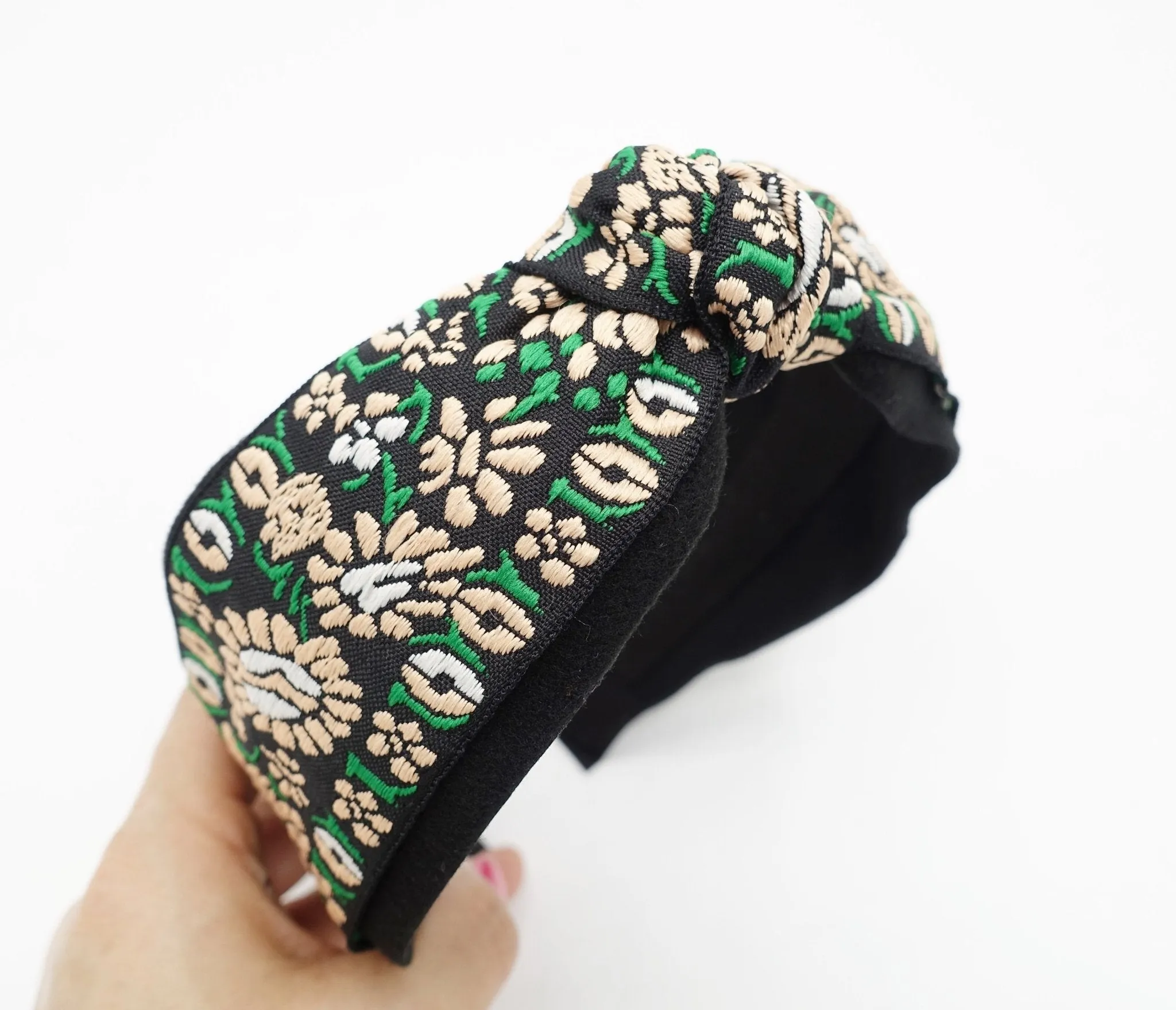 flower embroidery headband top knot hairband women hair accessory