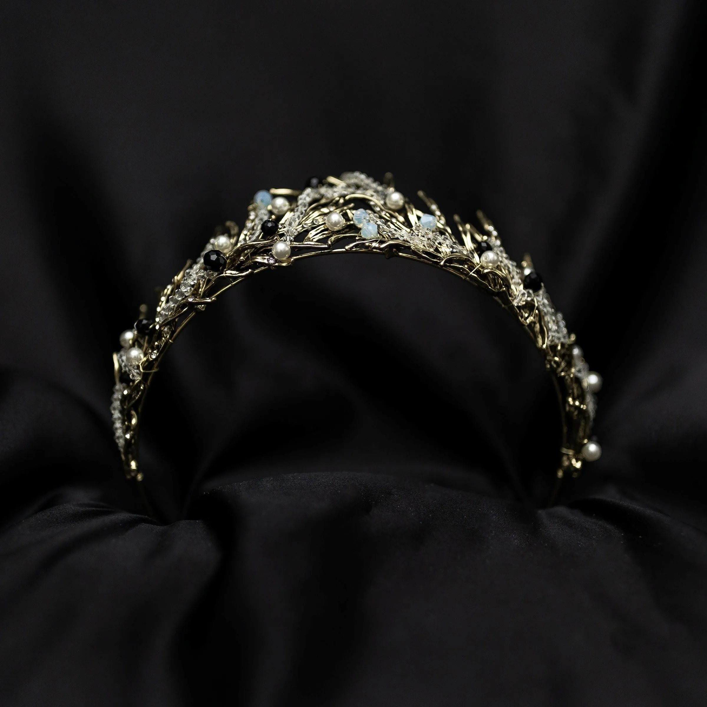 Gilda’s Tiara in Antique Gold & Clear Bead Embellishment