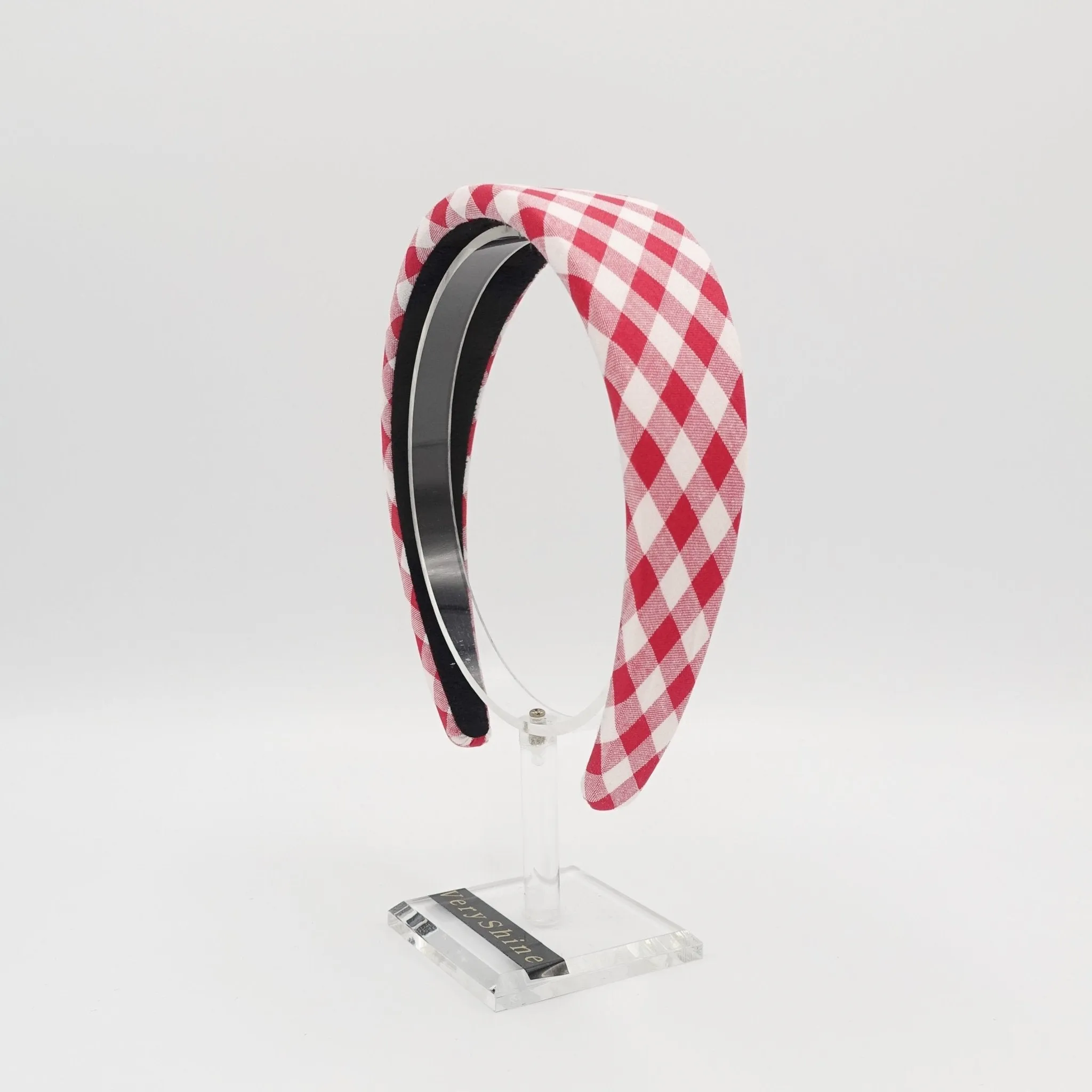 gingham check padded headband casual hairband for women