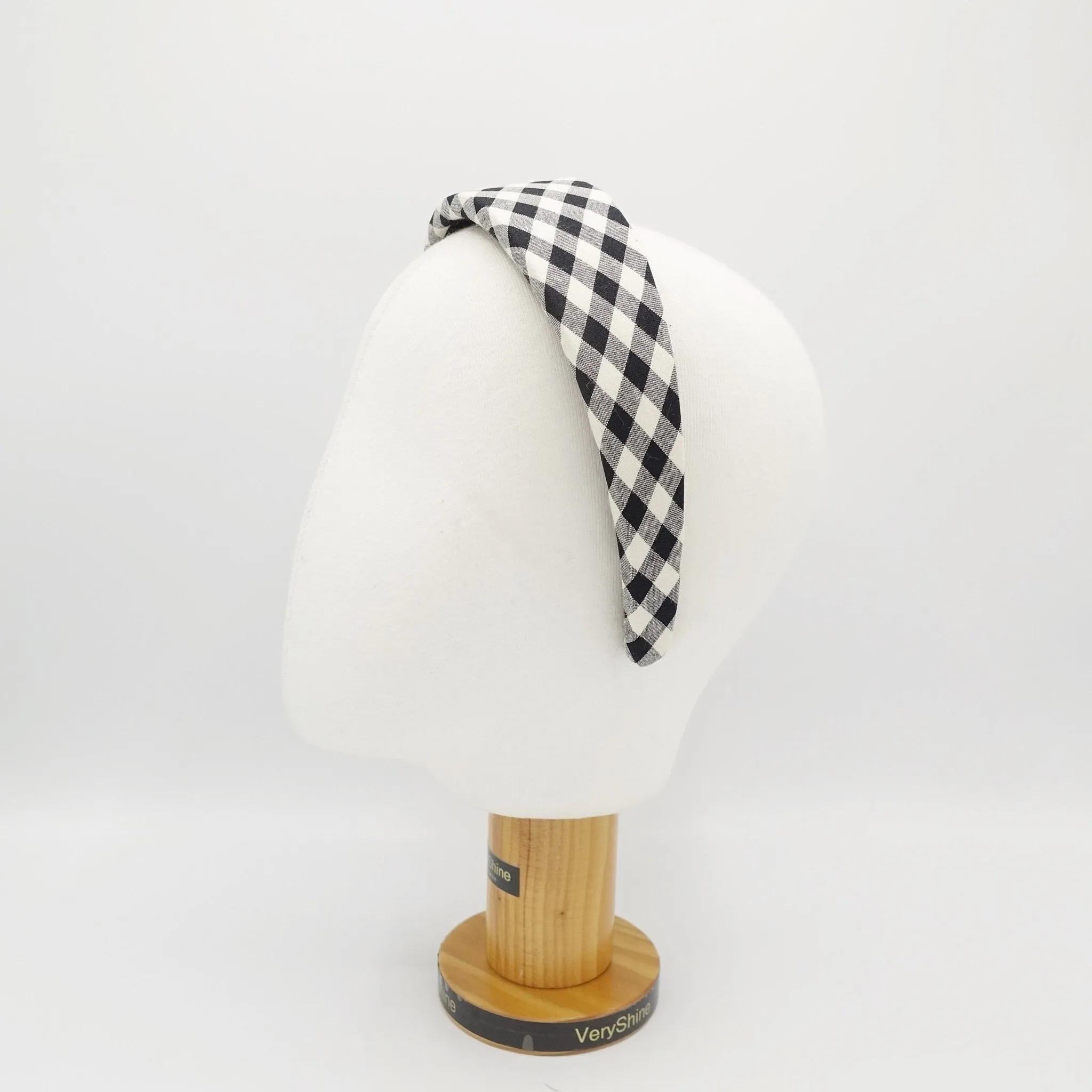 gingham check padded headband casual hairband for women