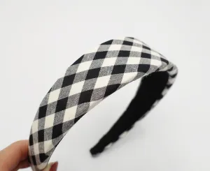 gingham check padded headband casual hairband for women