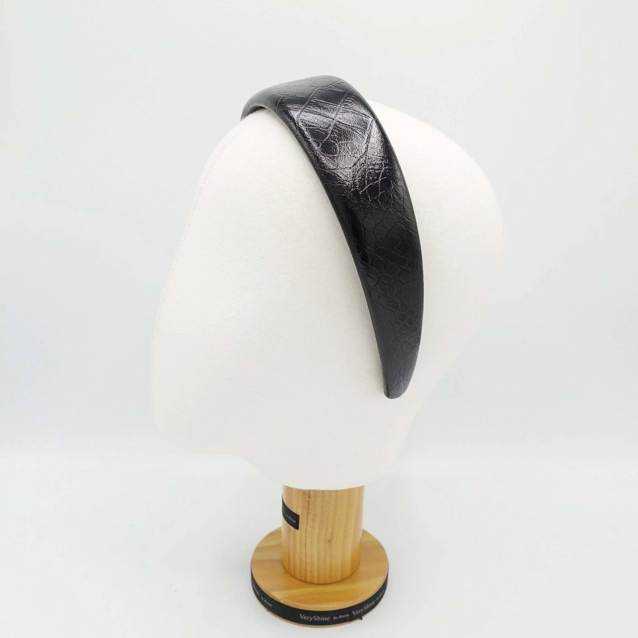 glossy faux leather padded headband stylish hairband for women