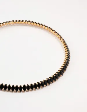 Gold Black Diamante Wrapped Stretch Choker