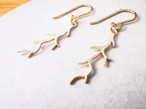 Gold Coral Pendant Hook Earrings