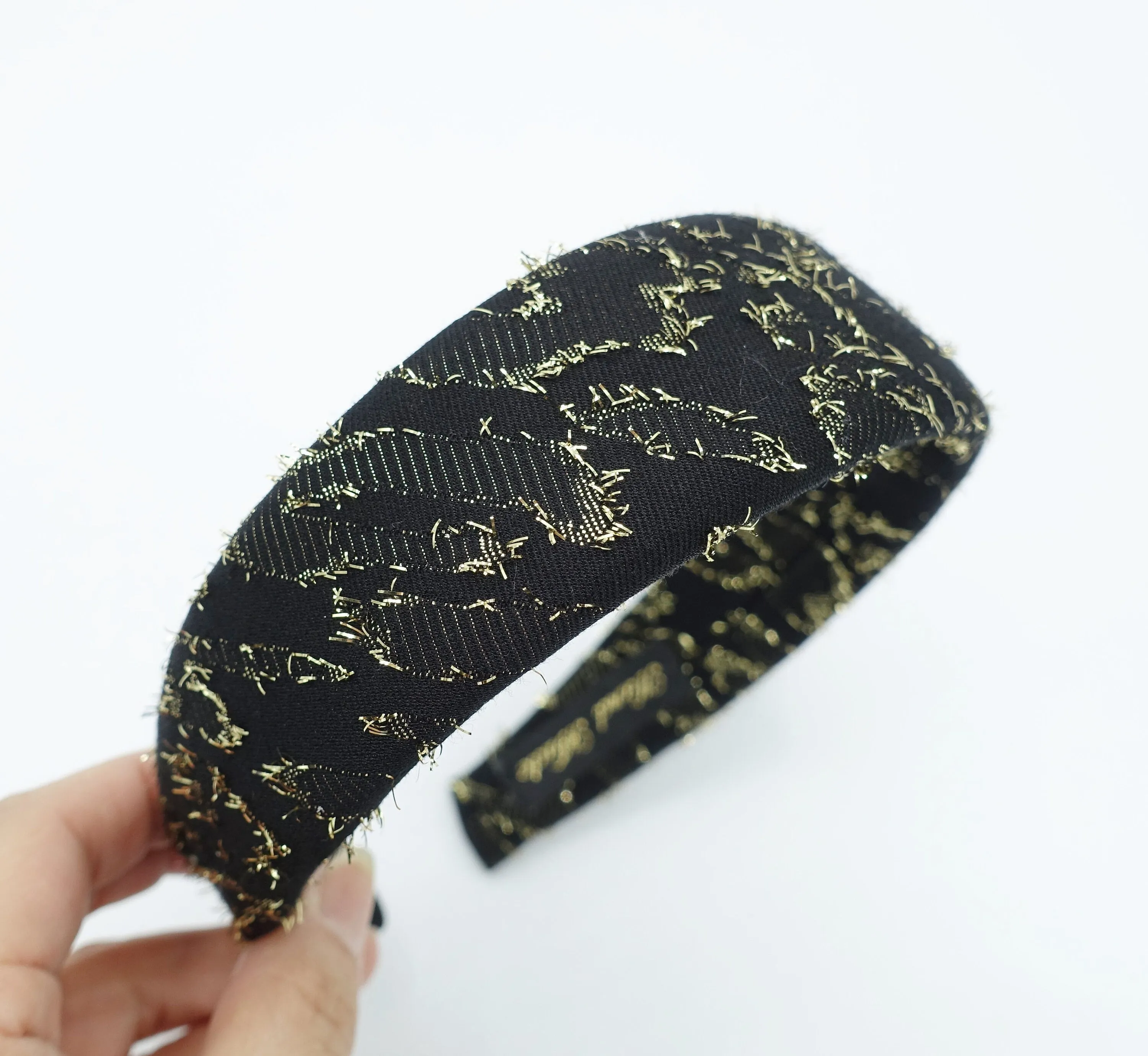 golden metallic irregular pattern padded headband stylish women hair accessory