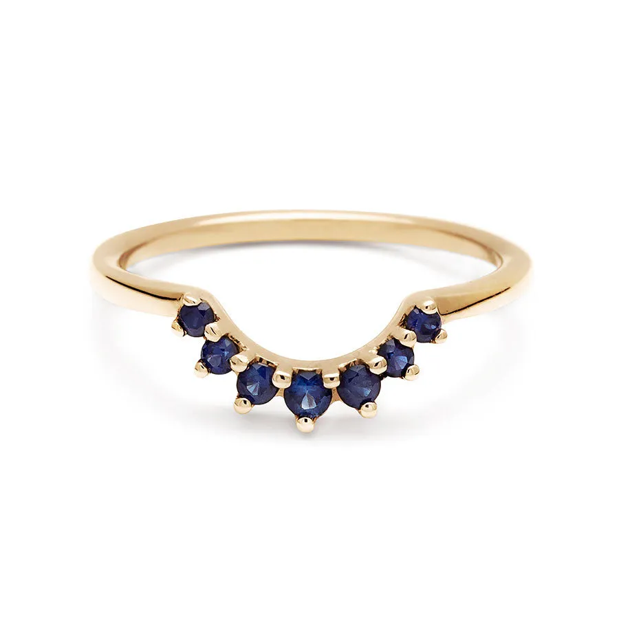 Grand Tiara Band - 14k Gold & Blue Sapphire