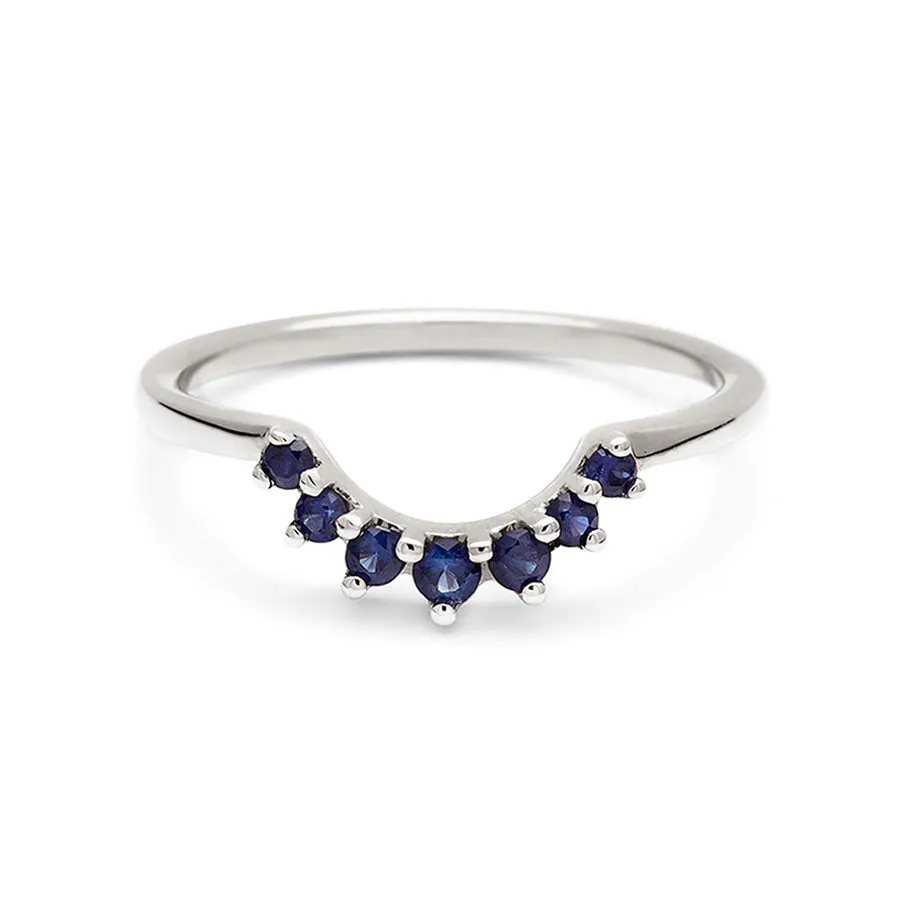 Grand Tiara Band - 14k Gold & Blue Sapphire