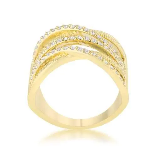 Greta 0.57ct CZ 14k Gold Wide Cocktail Cable Ring