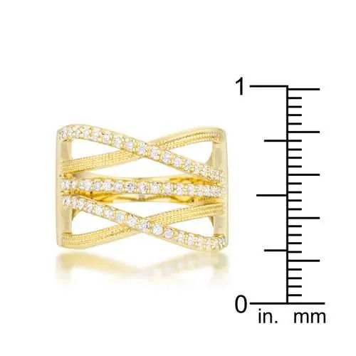 Greta 0.57ct CZ 14k Gold Wide Cocktail Cable Ring