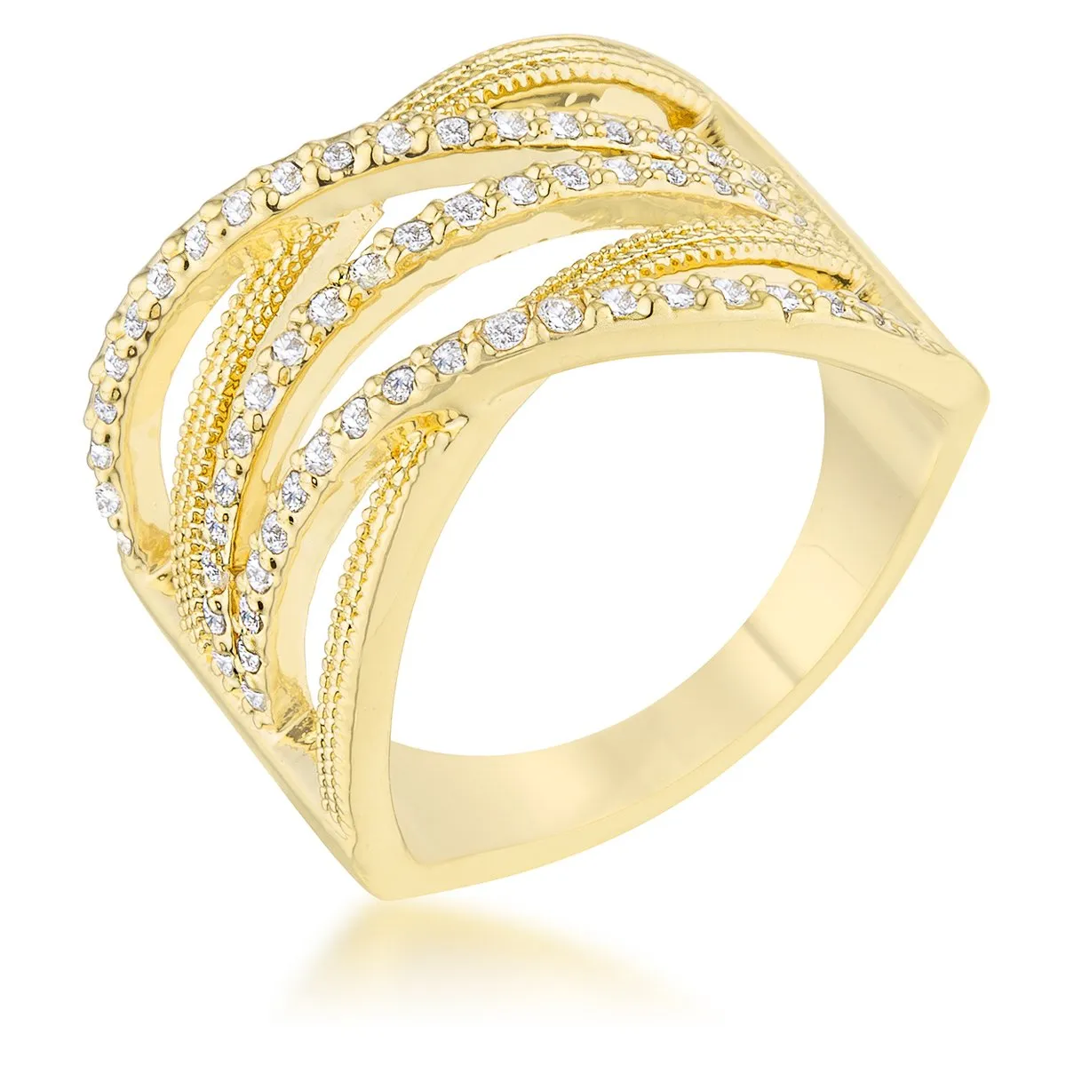 Greta 18k Gold Wide Cocktail Cable  Ring | 0.8ct