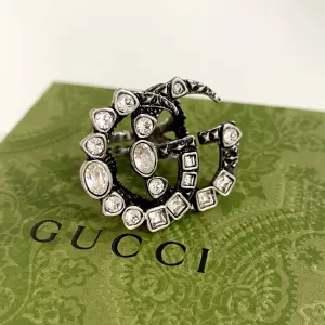 Gucci Crystal & Silver GG Ring