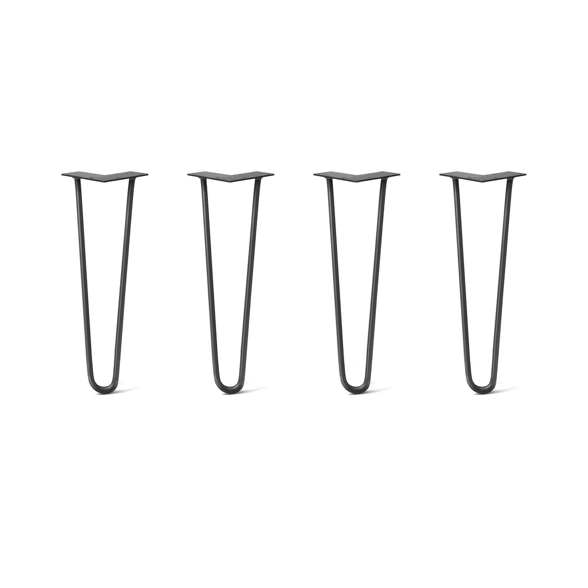 Hairpin Legs Set of 4, 2-Rod Design - Jet Black Satin Powder Coated Finish