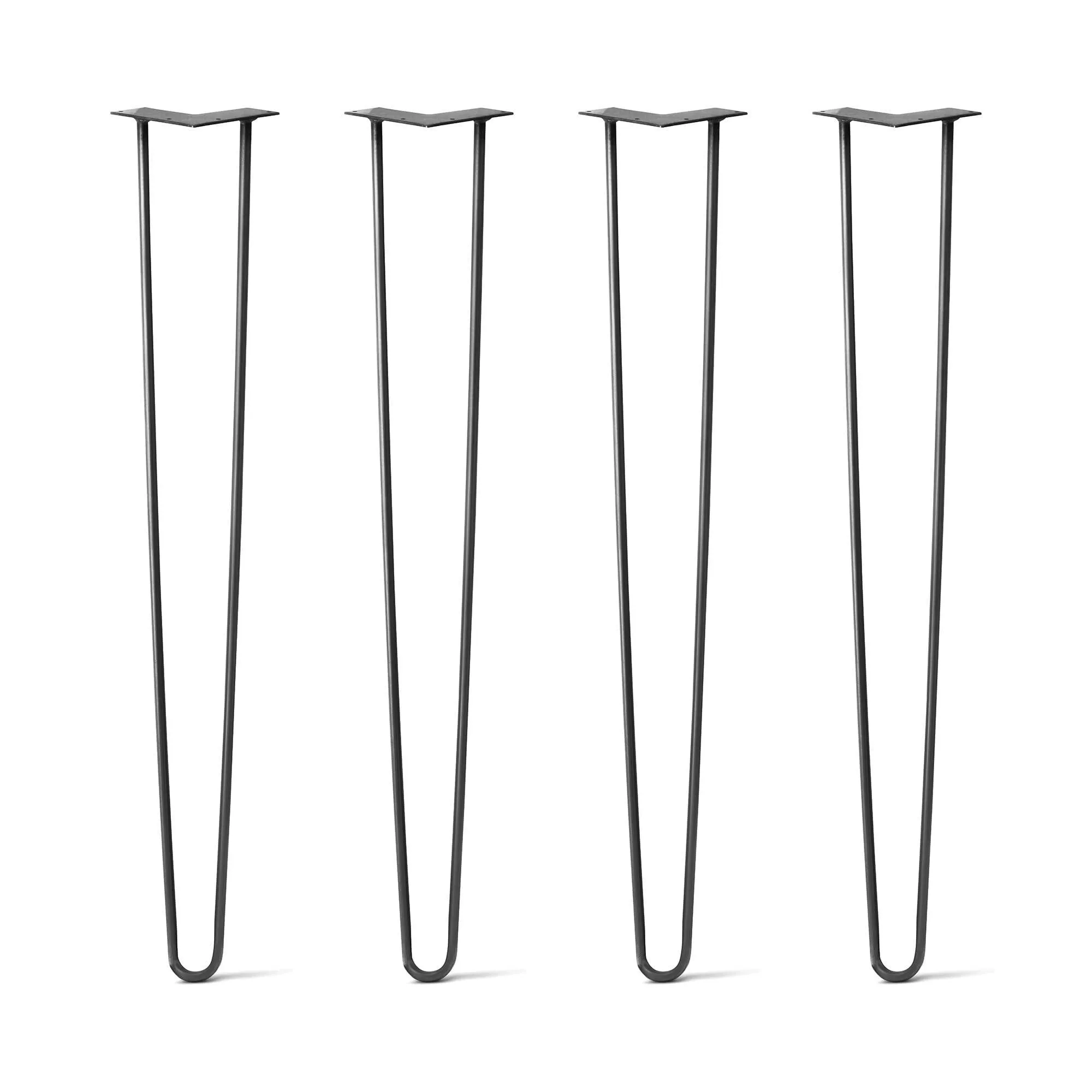 Hairpin Legs Set of 4, 2-Rod Design - Jet Black Satin Powder Coated Finish