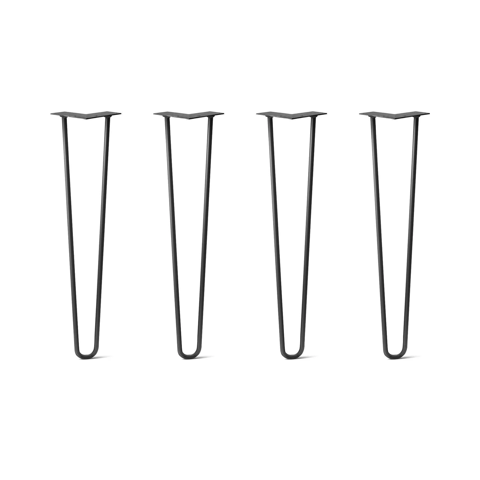 Hairpin Legs Set of 4, 2-Rod Design - Jet Black Satin Powder Coated Finish