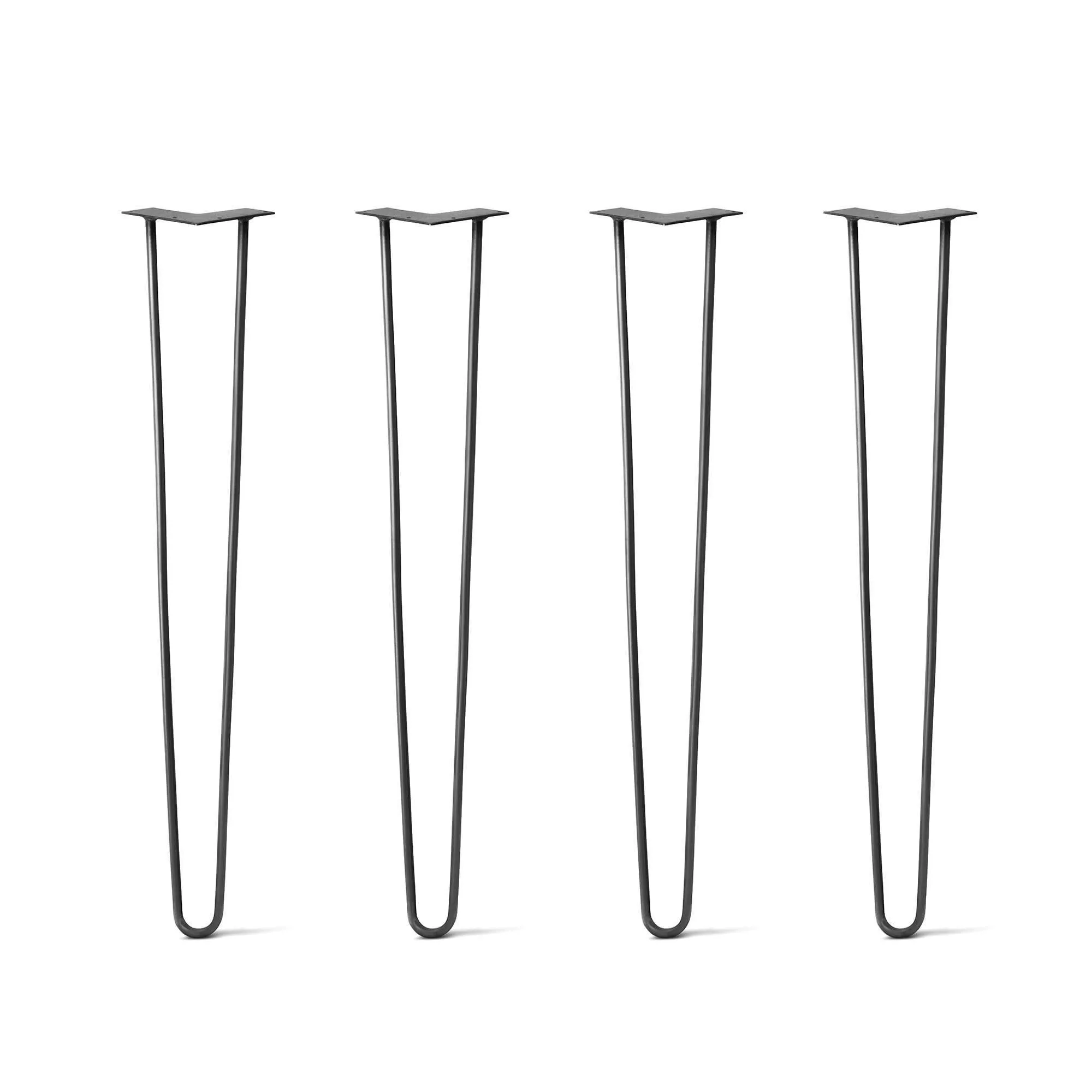 Hairpin Legs Set of 4, 2-Rod Design - Jet Black Satin Powder Coated Finish