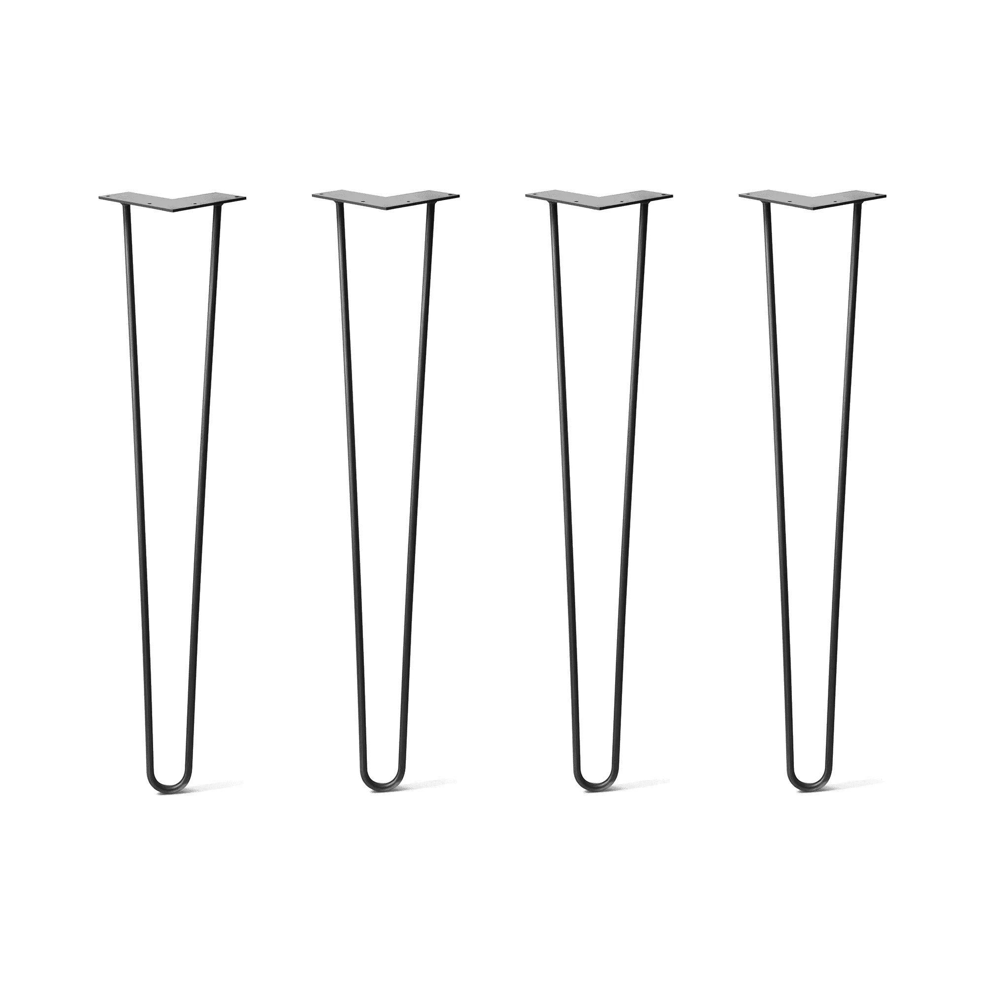 Hairpin Legs Set of 4, 2-Rod Design - Jet Black Satin Powder Coated Finish