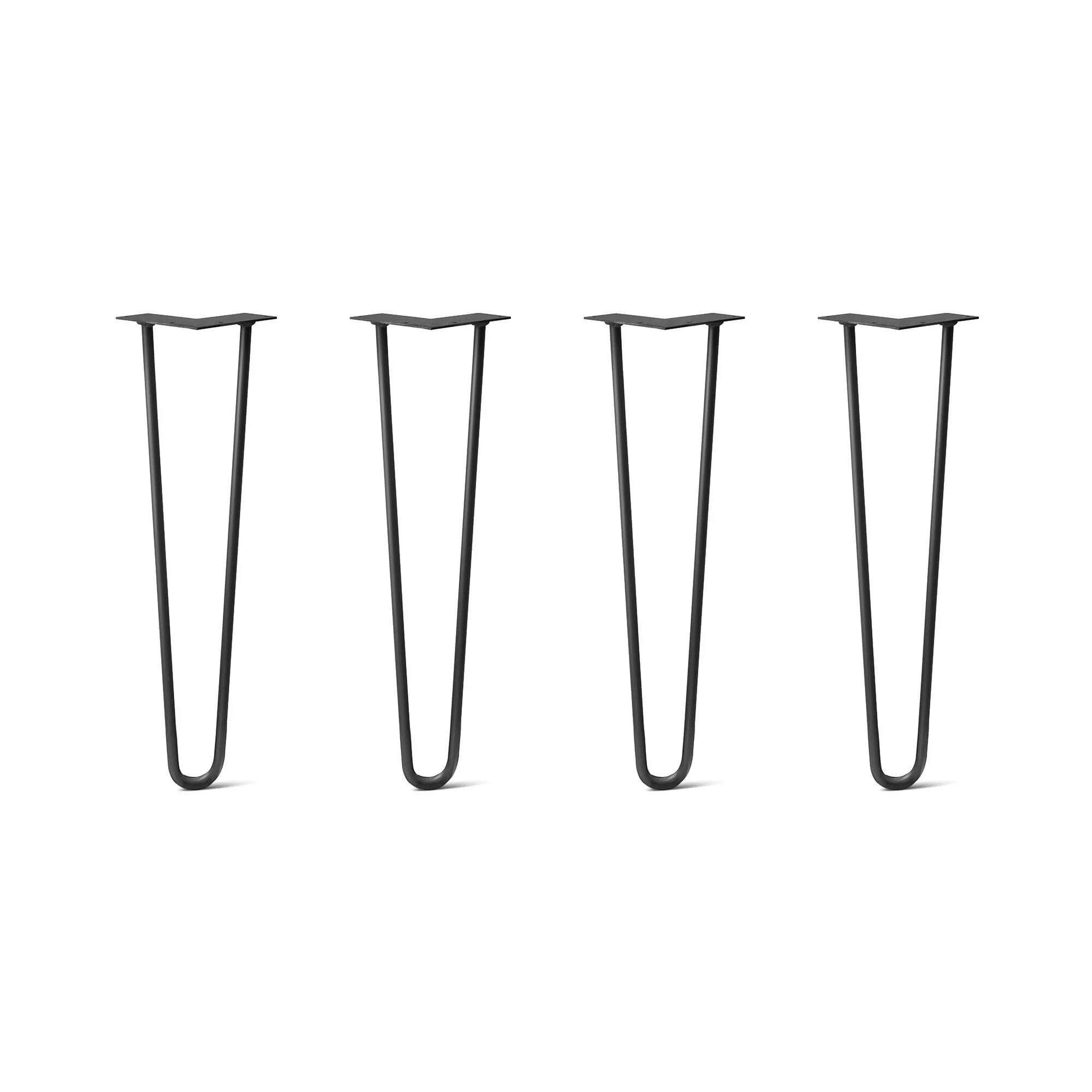 Hairpin Legs Set of 4, 2-Rod Design - Jet Black Satin Powder Coated Finish