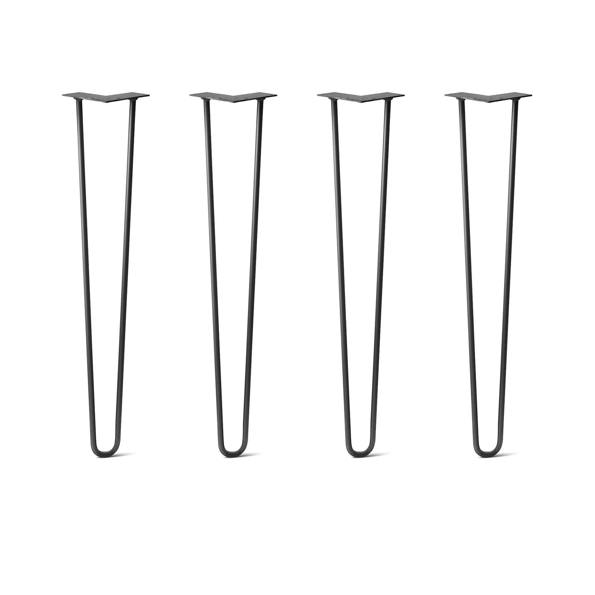 Hairpin Legs Set of 4, 2-Rod Design - Jet Black Satin Powder Coated Finish