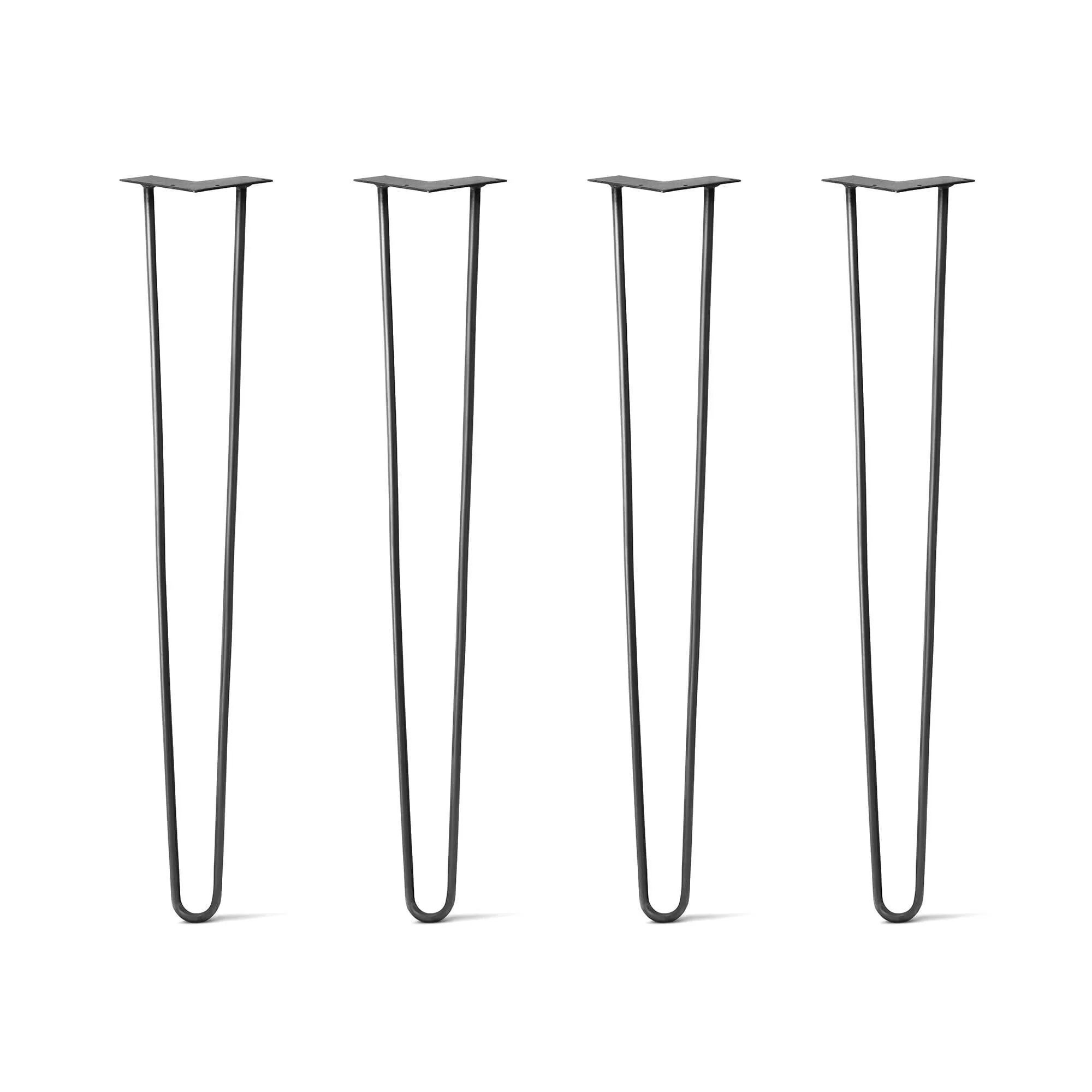 Hairpin Legs Set of 4, 2-Rod Design - Jet Black Satin Powder Coated Finish