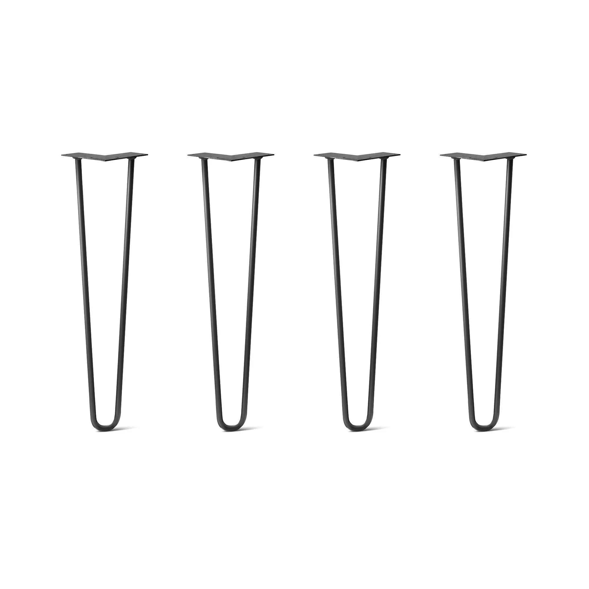 Hairpin Legs Set of 4, 2-Rod Design - Jet Black Satin Powder Coated Finish