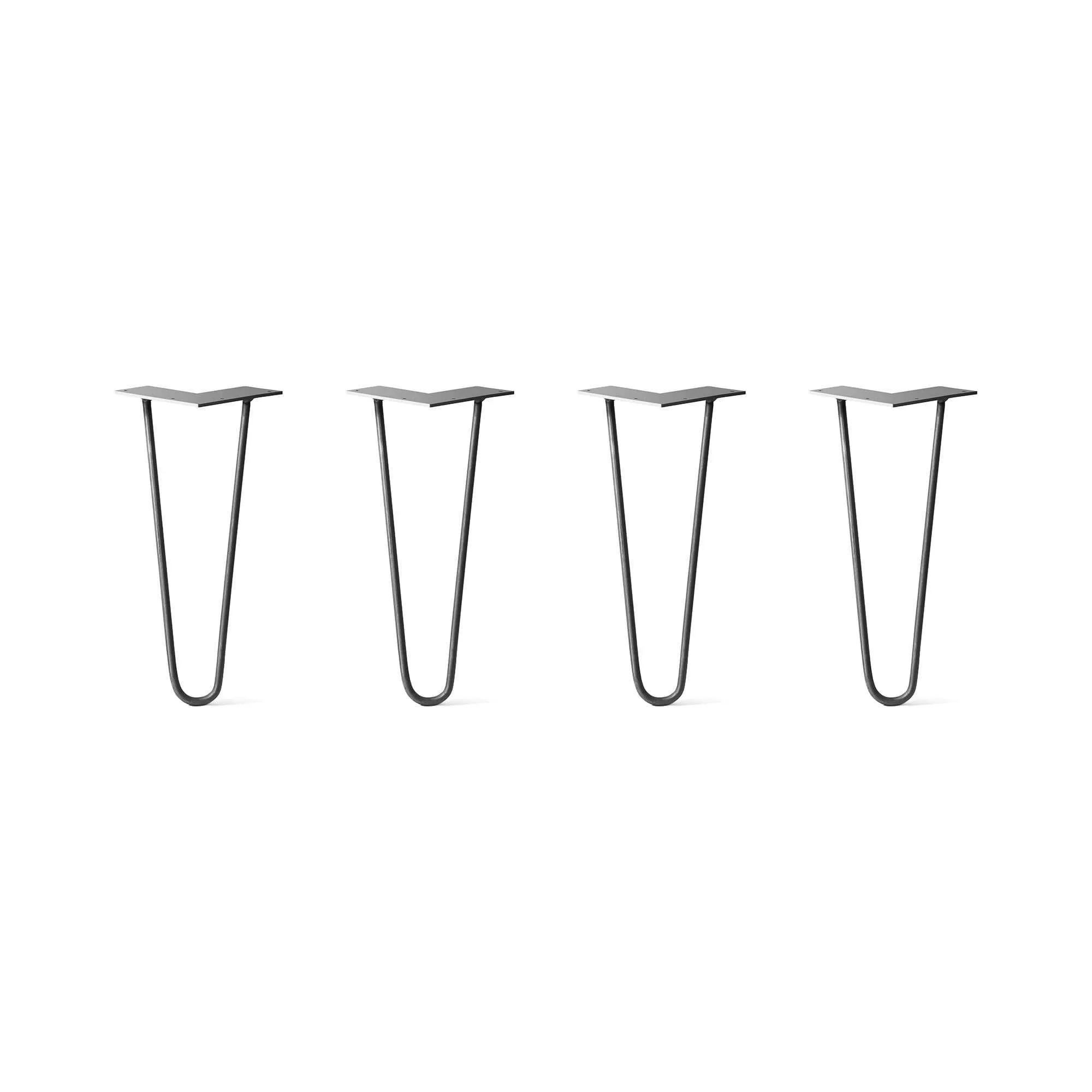 Hairpin Legs Set of 4, 2-Rod Design - Jet Black Satin Powder Coated Finish