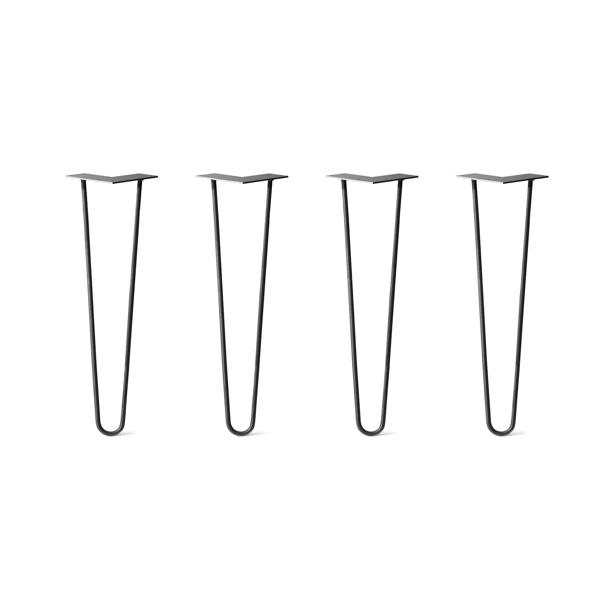 Hairpin Legs Set of 4, 2-Rod Design - Jet Black Satin Powder Coated Finish