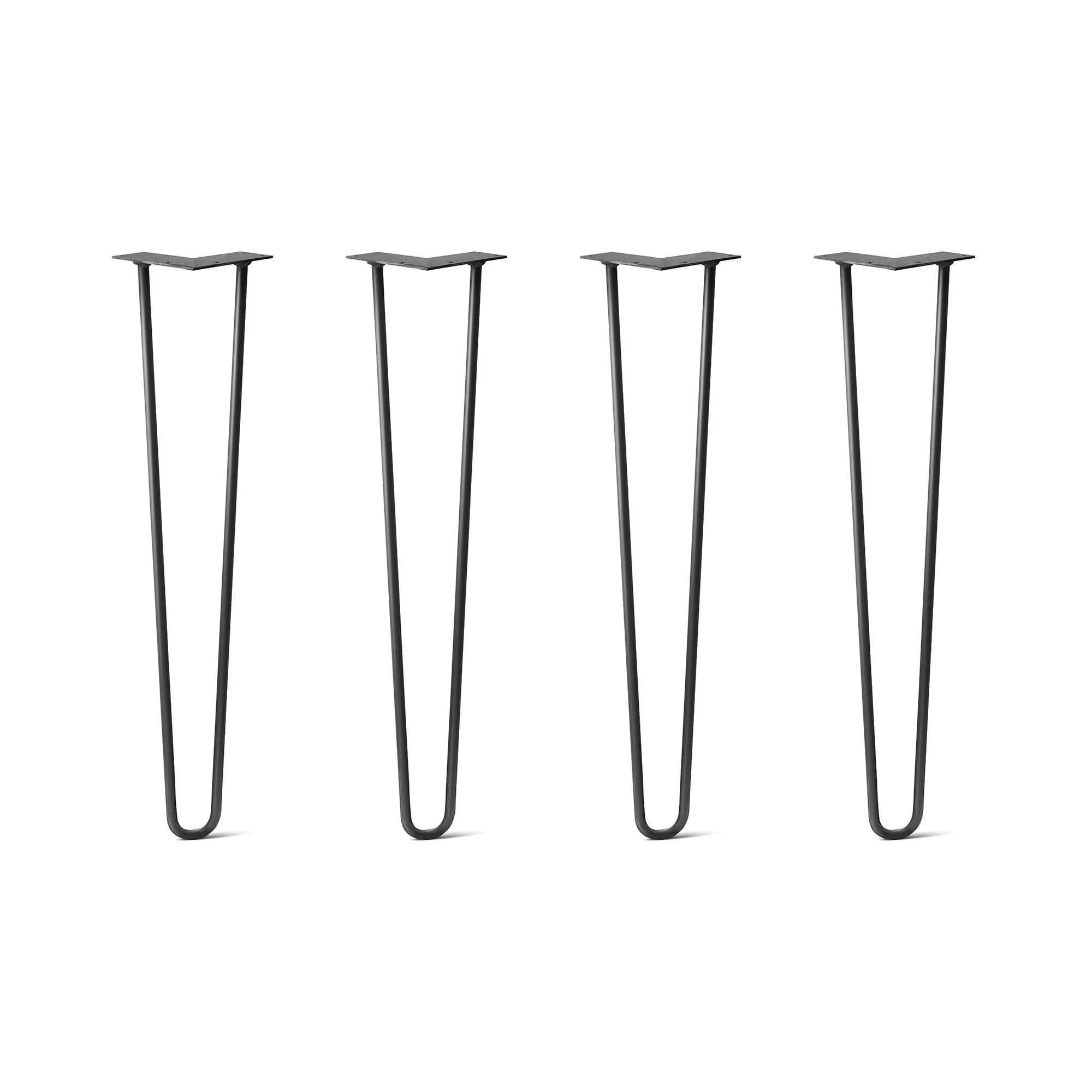 Hairpin Legs Set of 4, 2-Rod Design - Jet Black Satin Powder Coated Finish