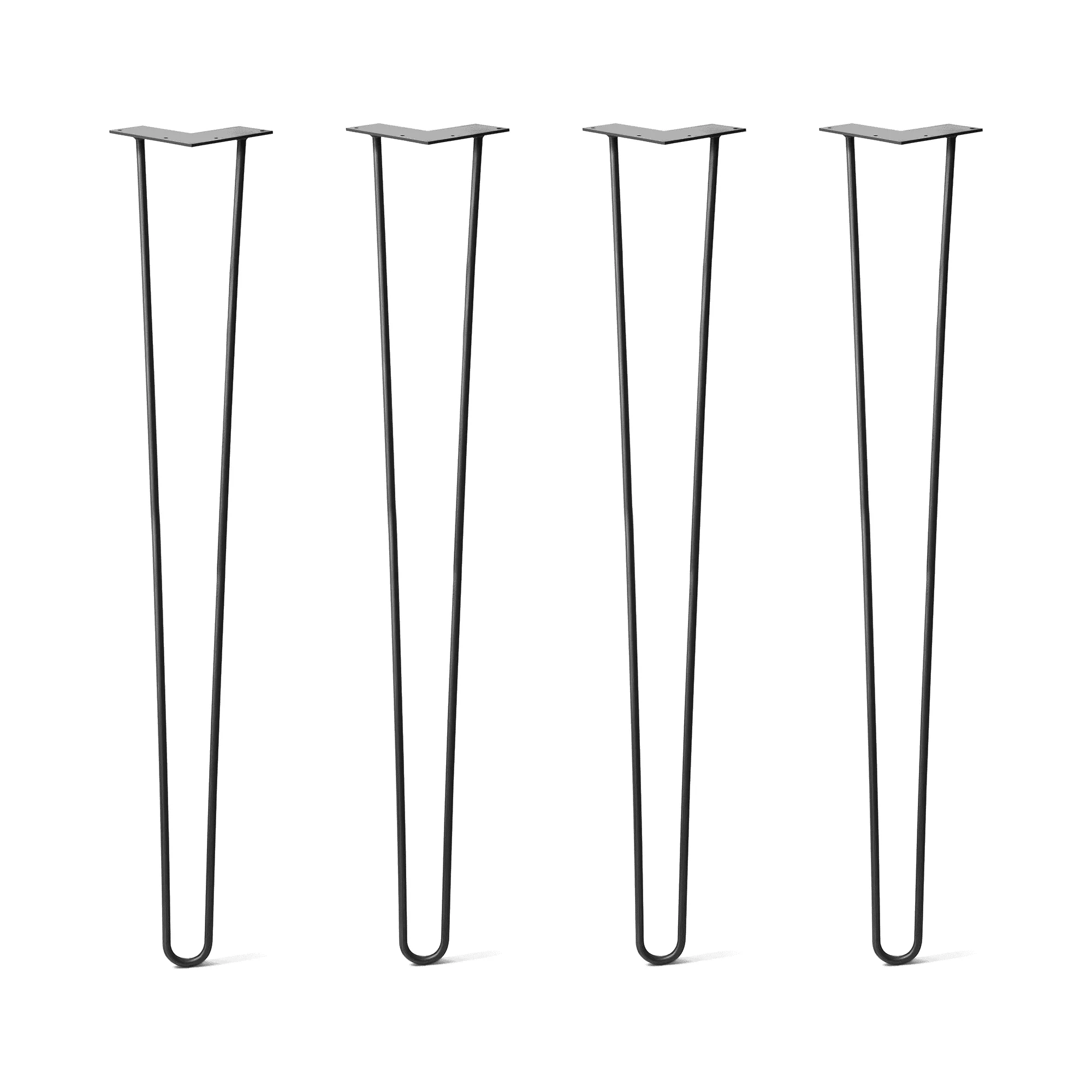 Hairpin Legs Set of 4, 2-Rod Design - Jet Black Satin Powder Coated Finish