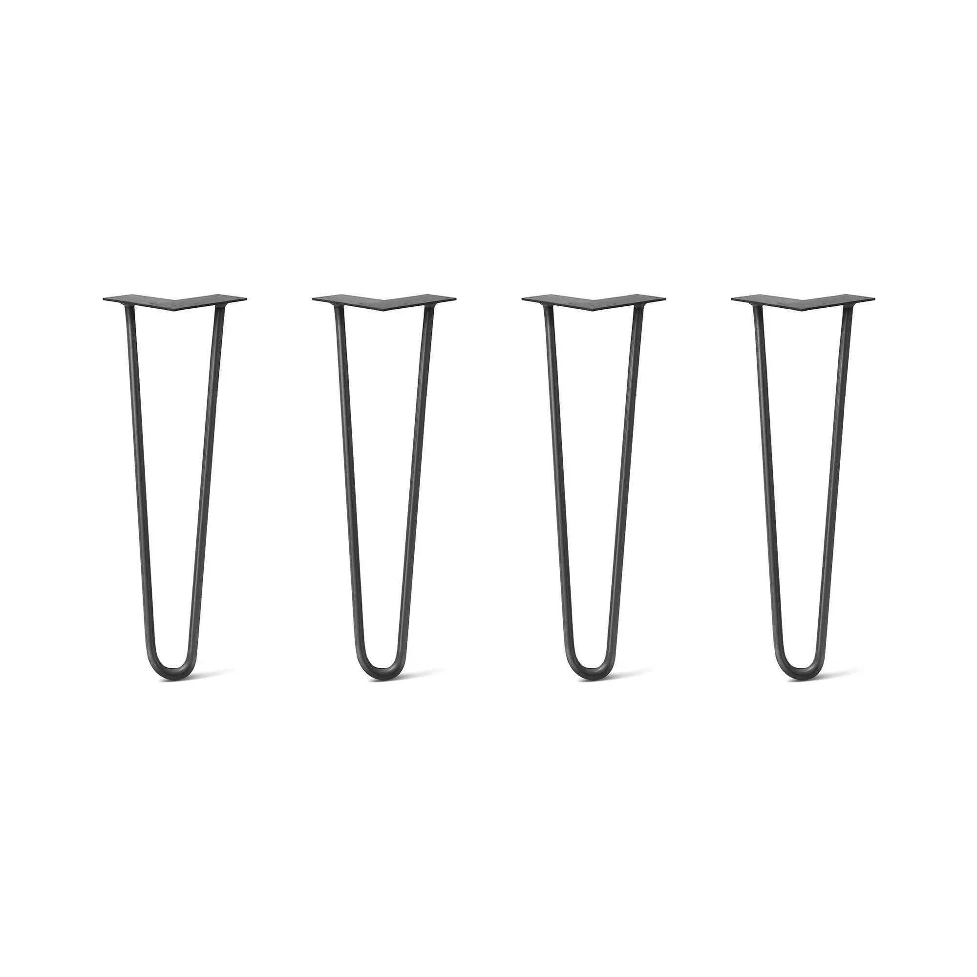 Hairpin Legs Set of 4, 2-Rod Design - Jet Black Satin Powder Coated Finish