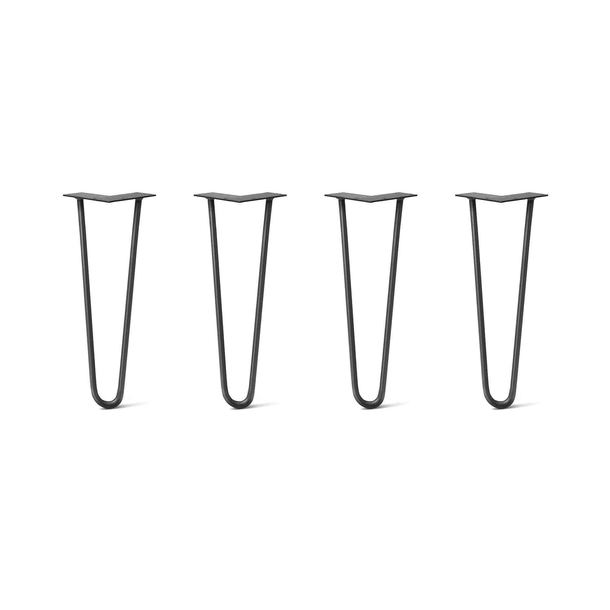 Hairpin Legs Set of 4, 2-Rod Design - Jet Black Satin Powder Coated Finish