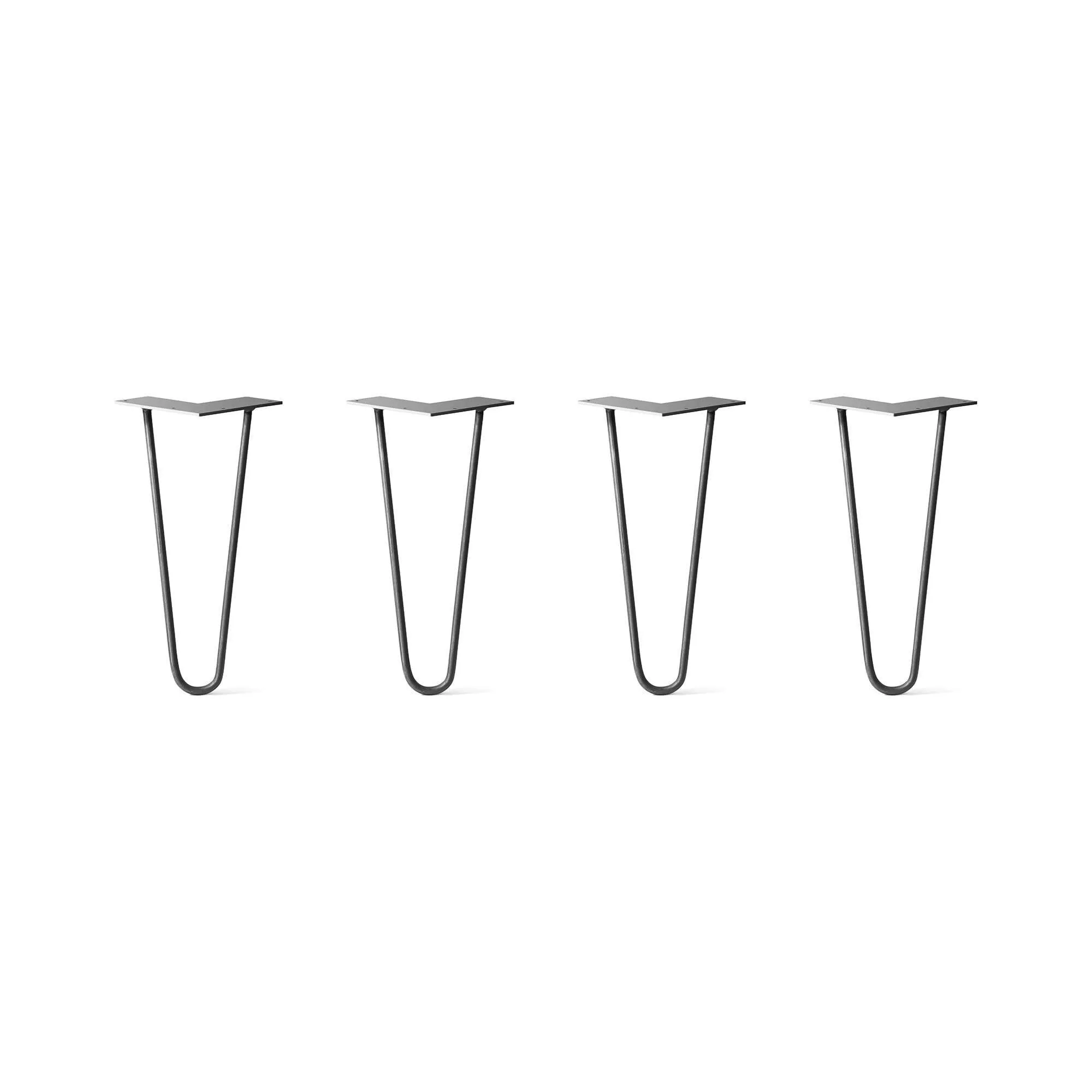 Hairpin Legs Set of 4, 2-Rod Design - Jet Black Satin Powder Coated Finish