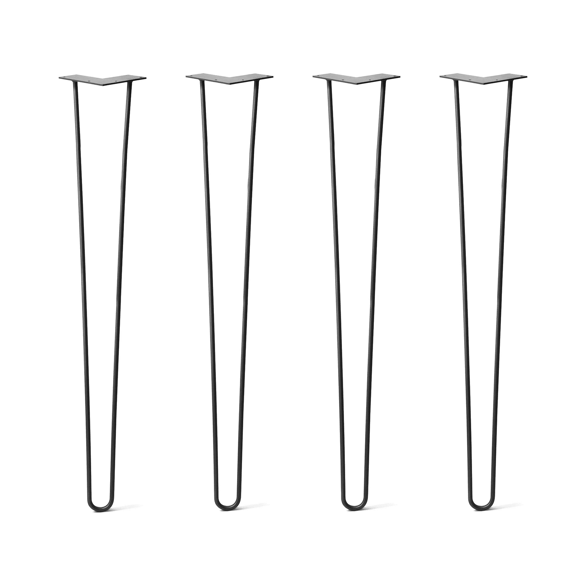 Hairpin Legs Set of 4, 2-Rod Design - Jet Black Satin Powder Coated Finish