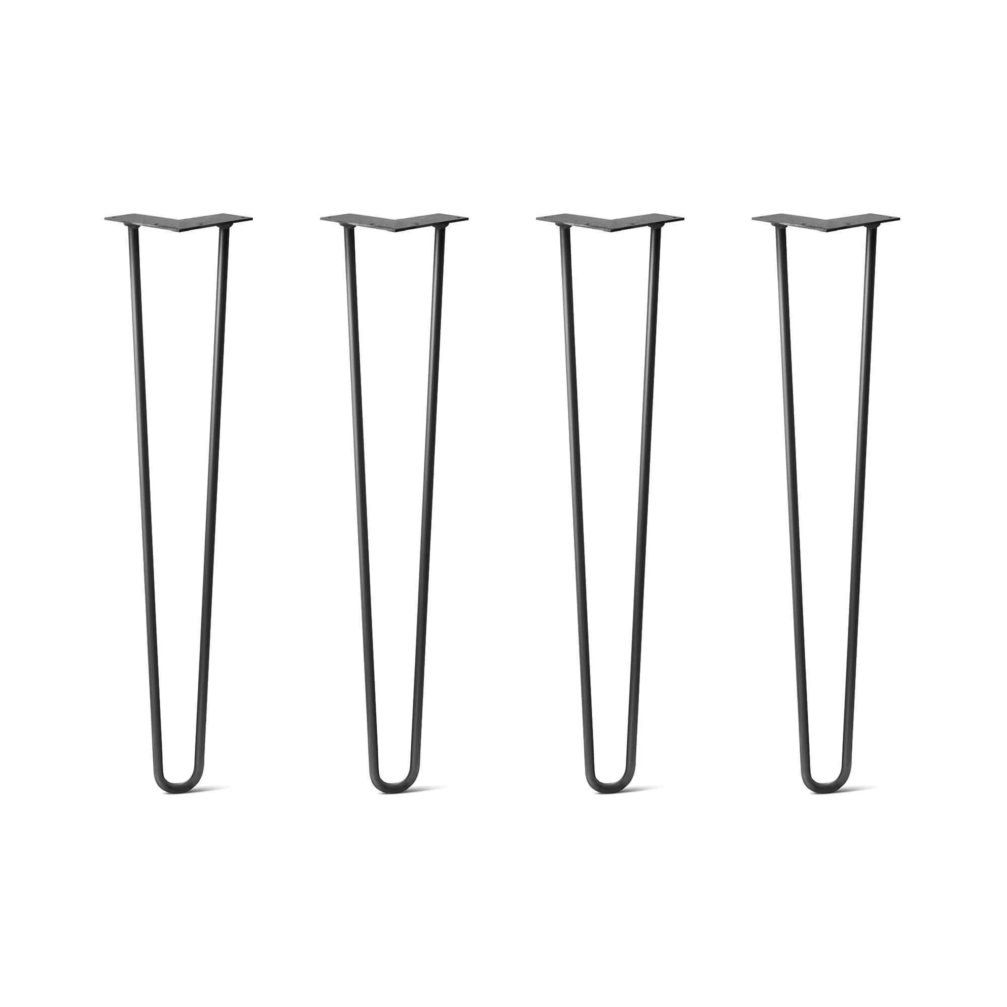 Hairpin Legs Set of 4, 2-Rod Design - Jet Black Satin Powder Coated Finish