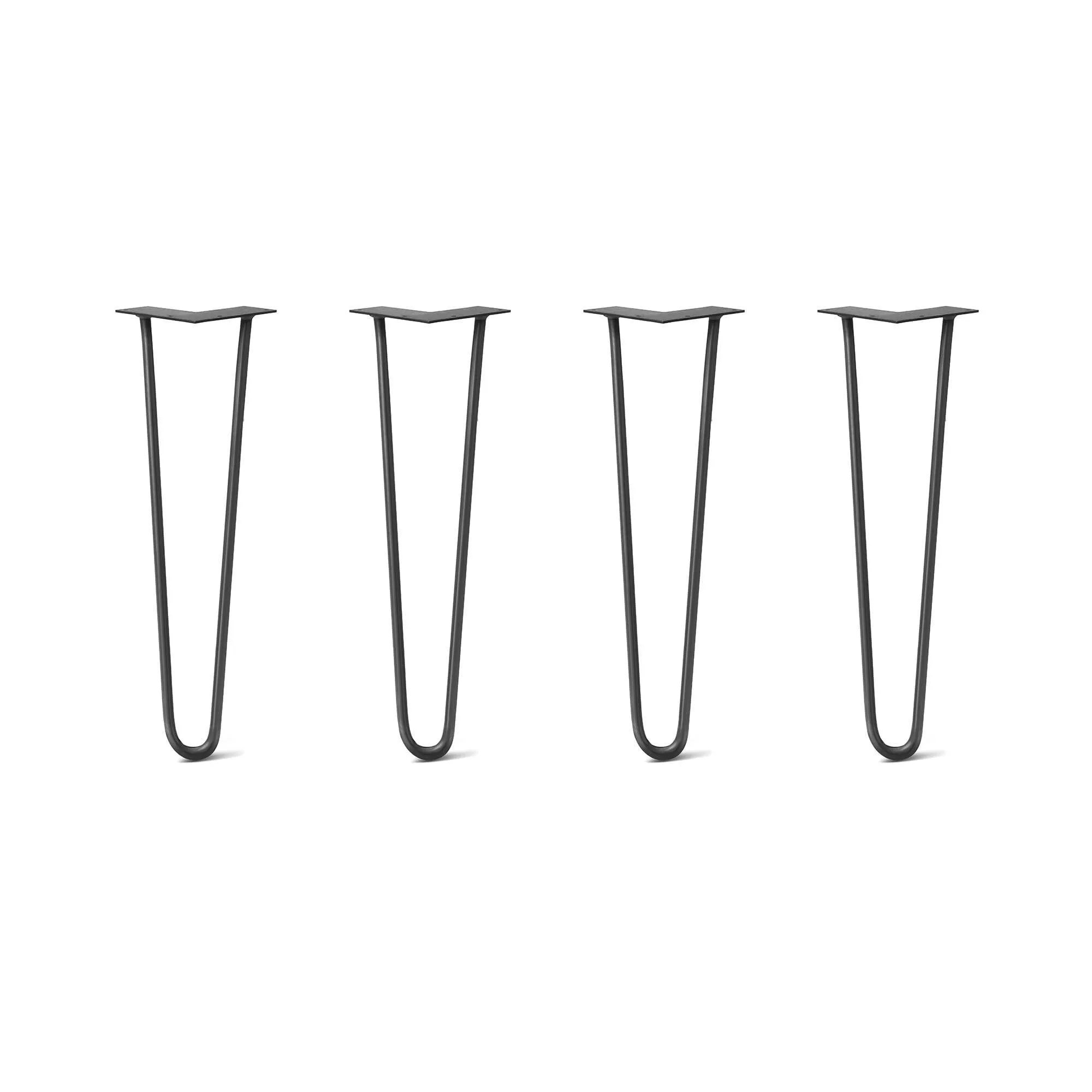 Hairpin Legs Set of 4, 2-Rod Design - Jet Black Satin Powder Coated Finish