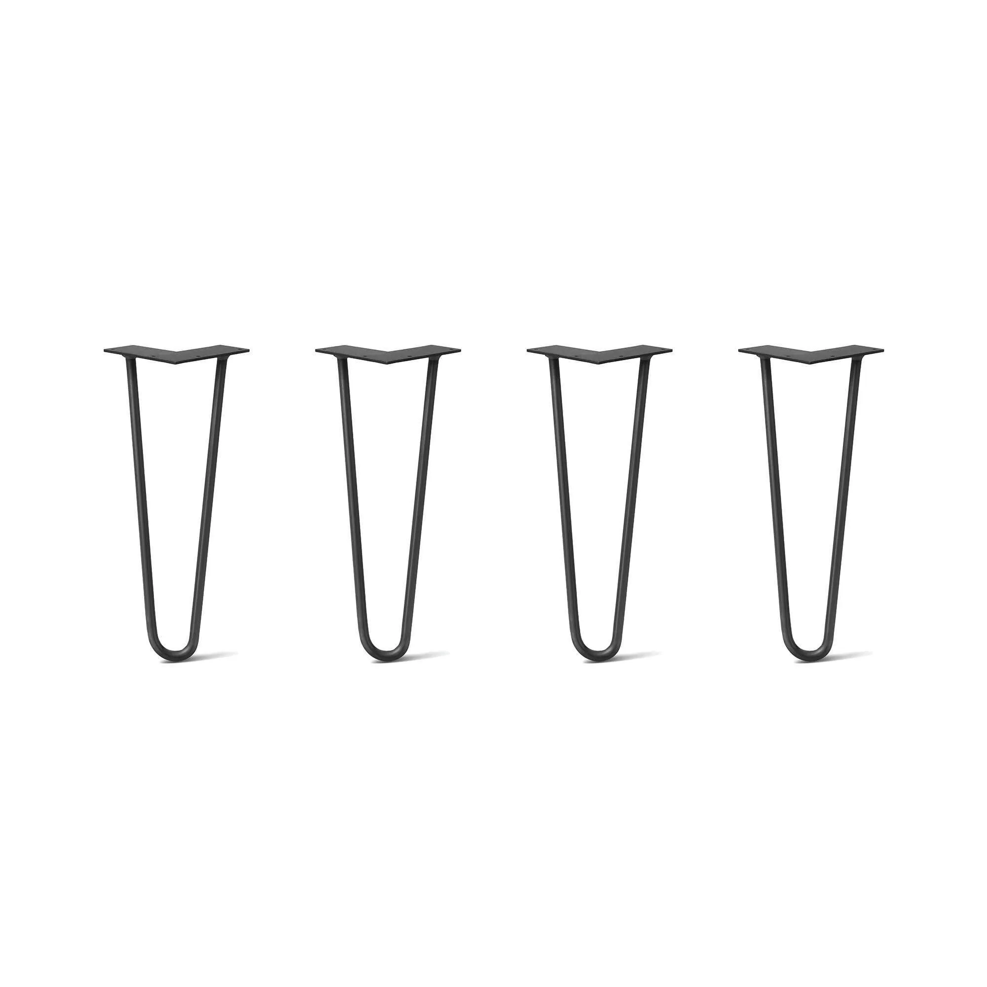 Hairpin Legs Set of 4, 2-Rod Design - Jet Black Satin Powder Coated Finish